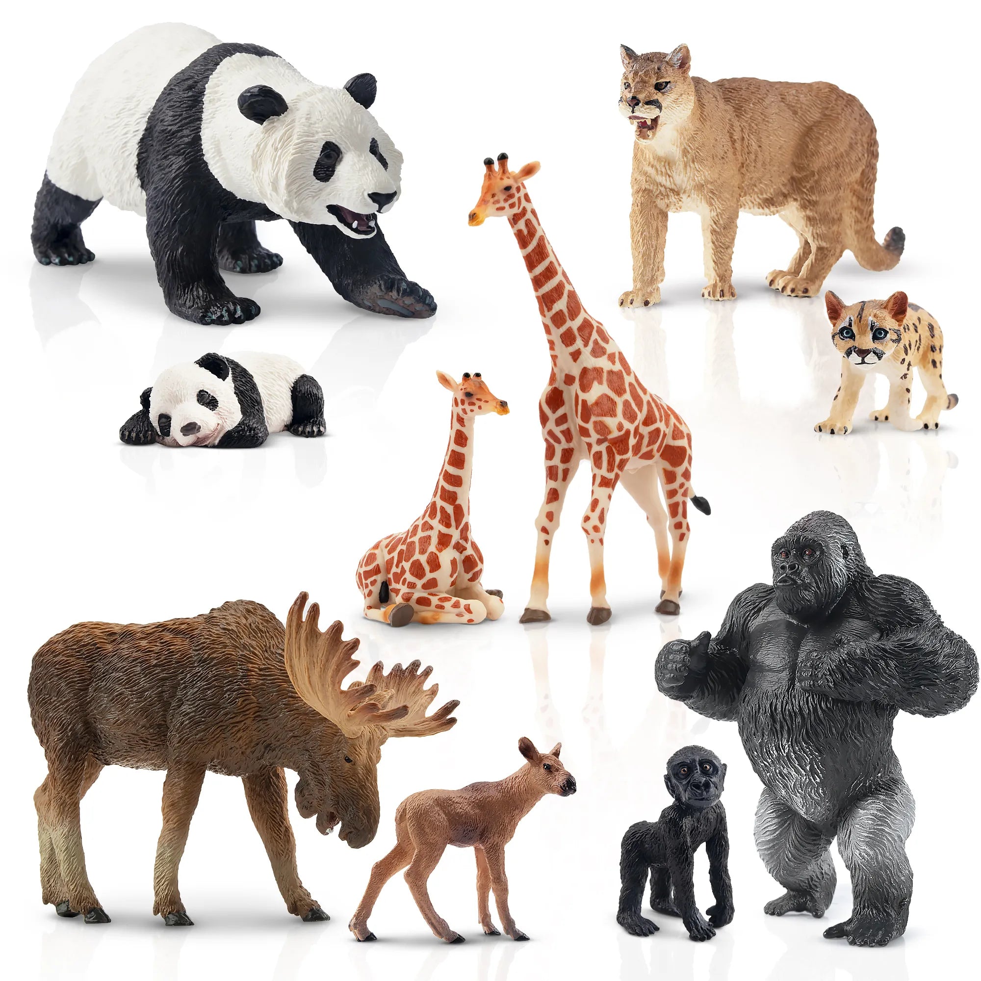 10-Piece Wildlife Parent & Cub Figurine Playset