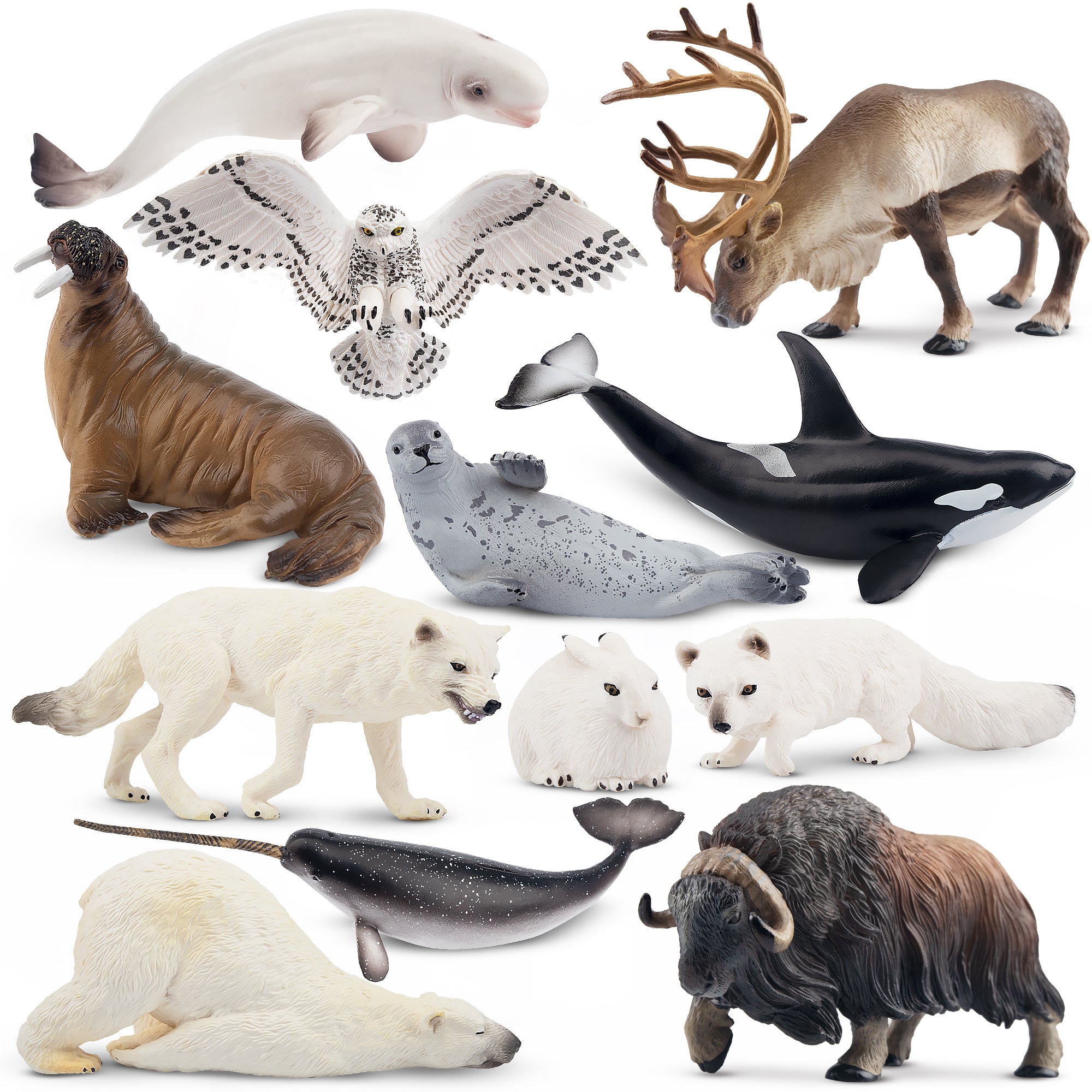12-Piece 4-7 Large Polar Animals Figurines Playset