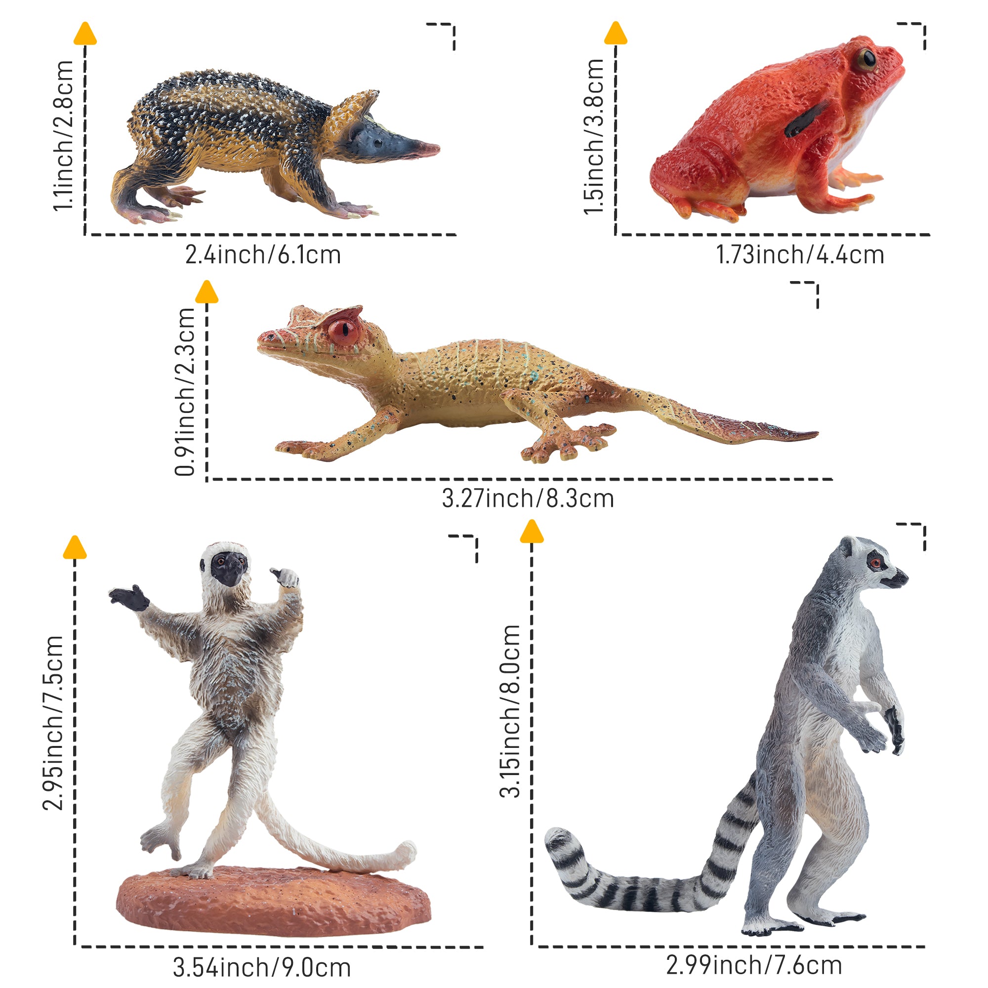 12-Piece Madagascar Animal Figurine-size