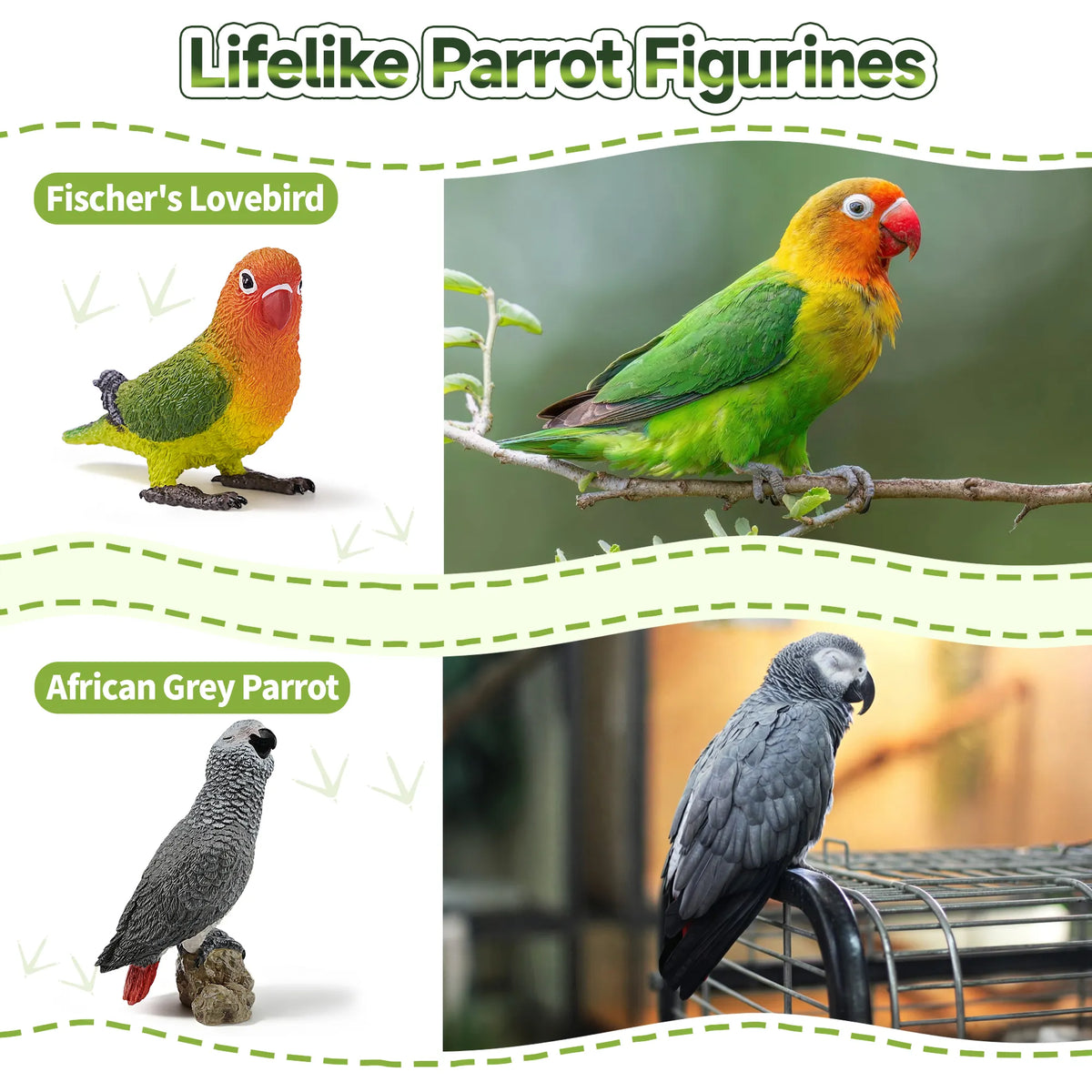 12-Piece Parrot Figurines Playset-lifelike