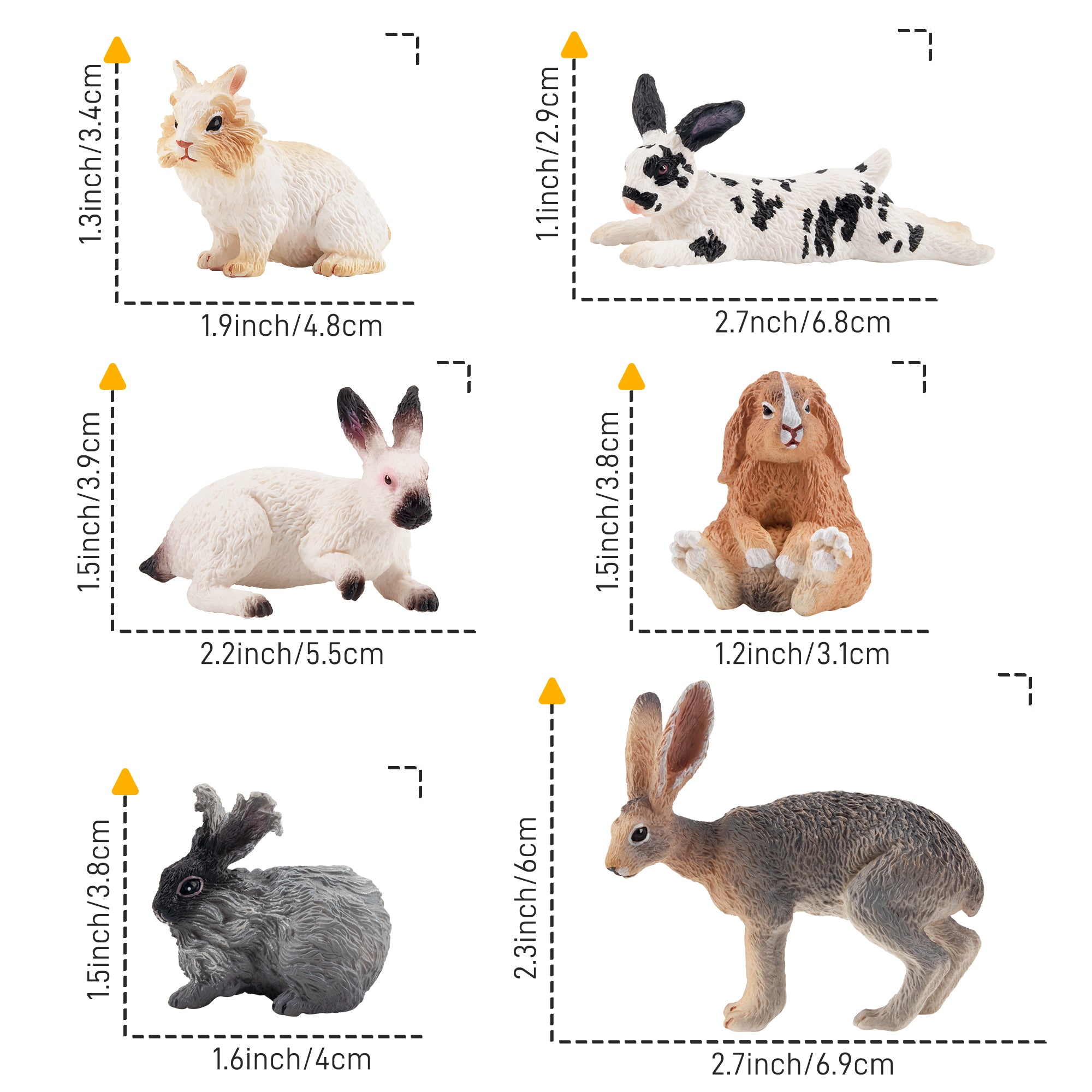 12-Piece Rabbit Animal Figurines Playset-size 1