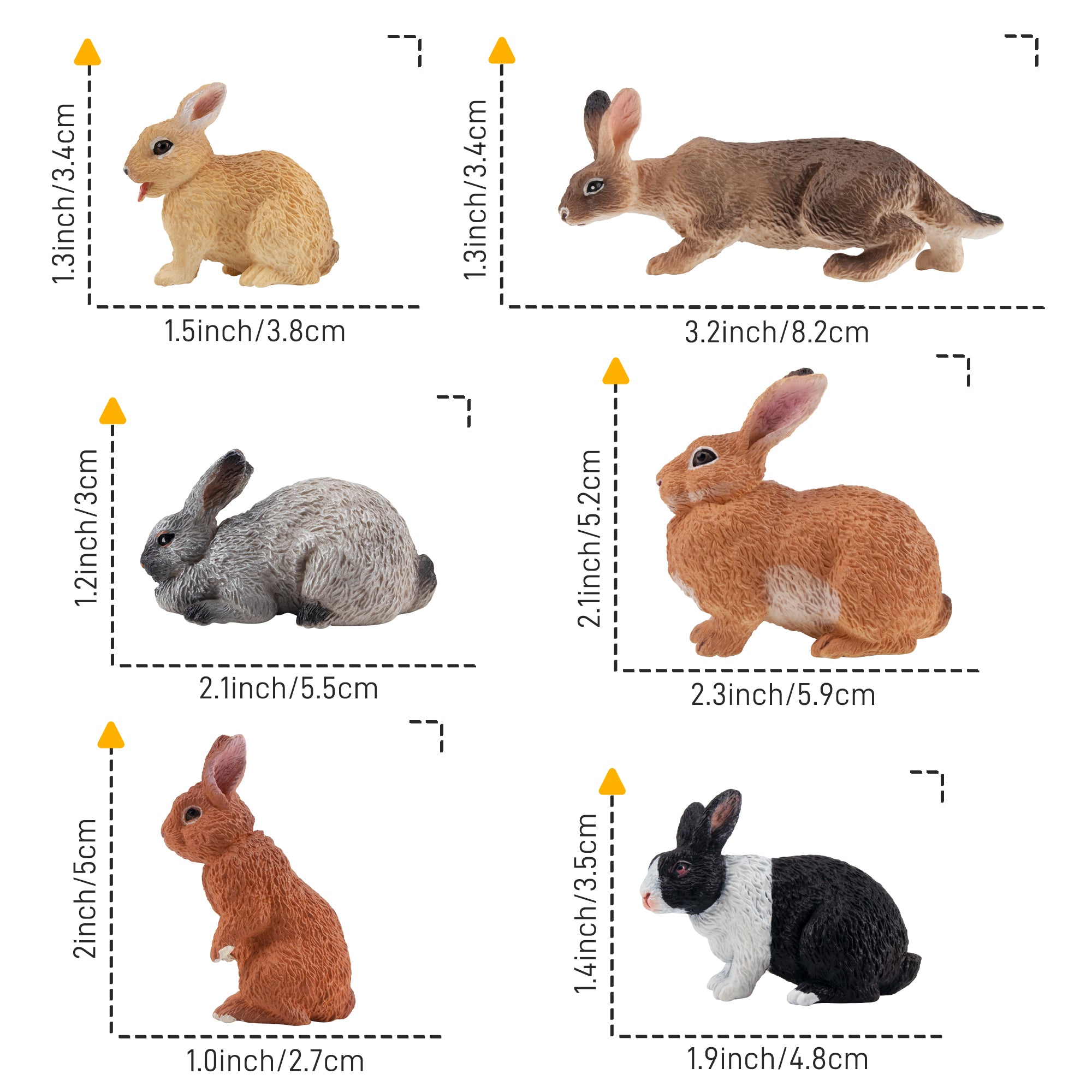 12-Piece Rabbit Animal Figurines Playset-size 2