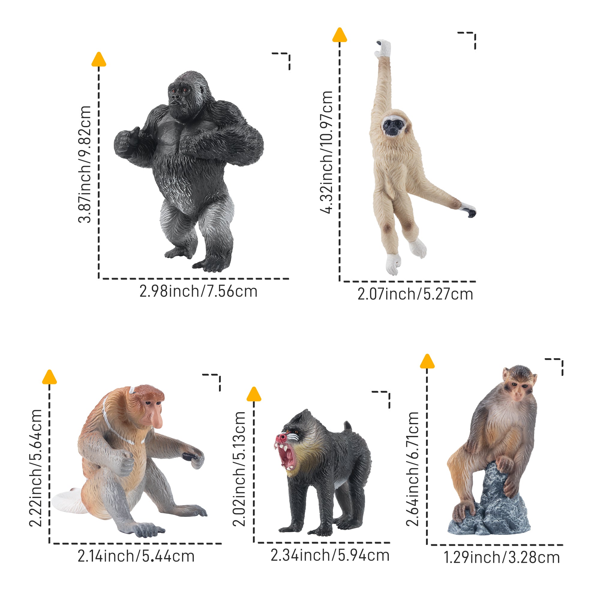 15-Piece Primate Figurine Playset (Monkeys & Apes)