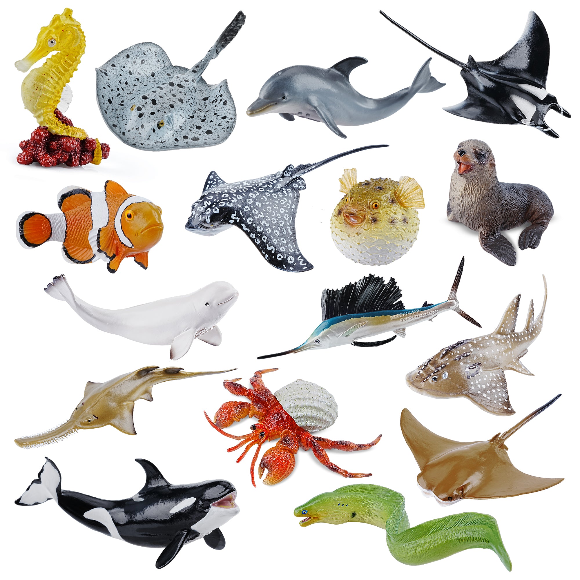16-Piece Sea Animal Figurines Playset - Small Size