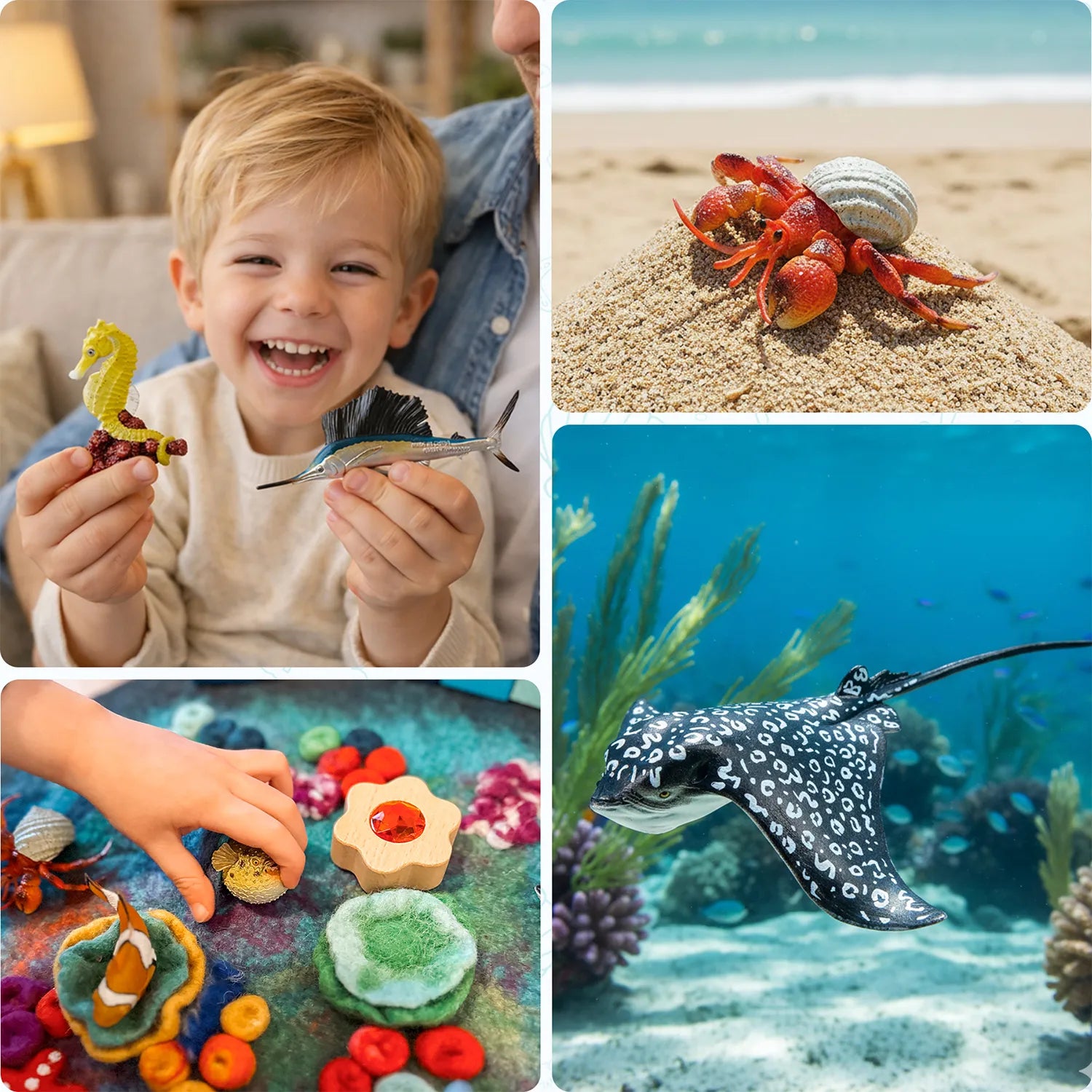 16-teiliges Spielset mit Meerestier-Figuren