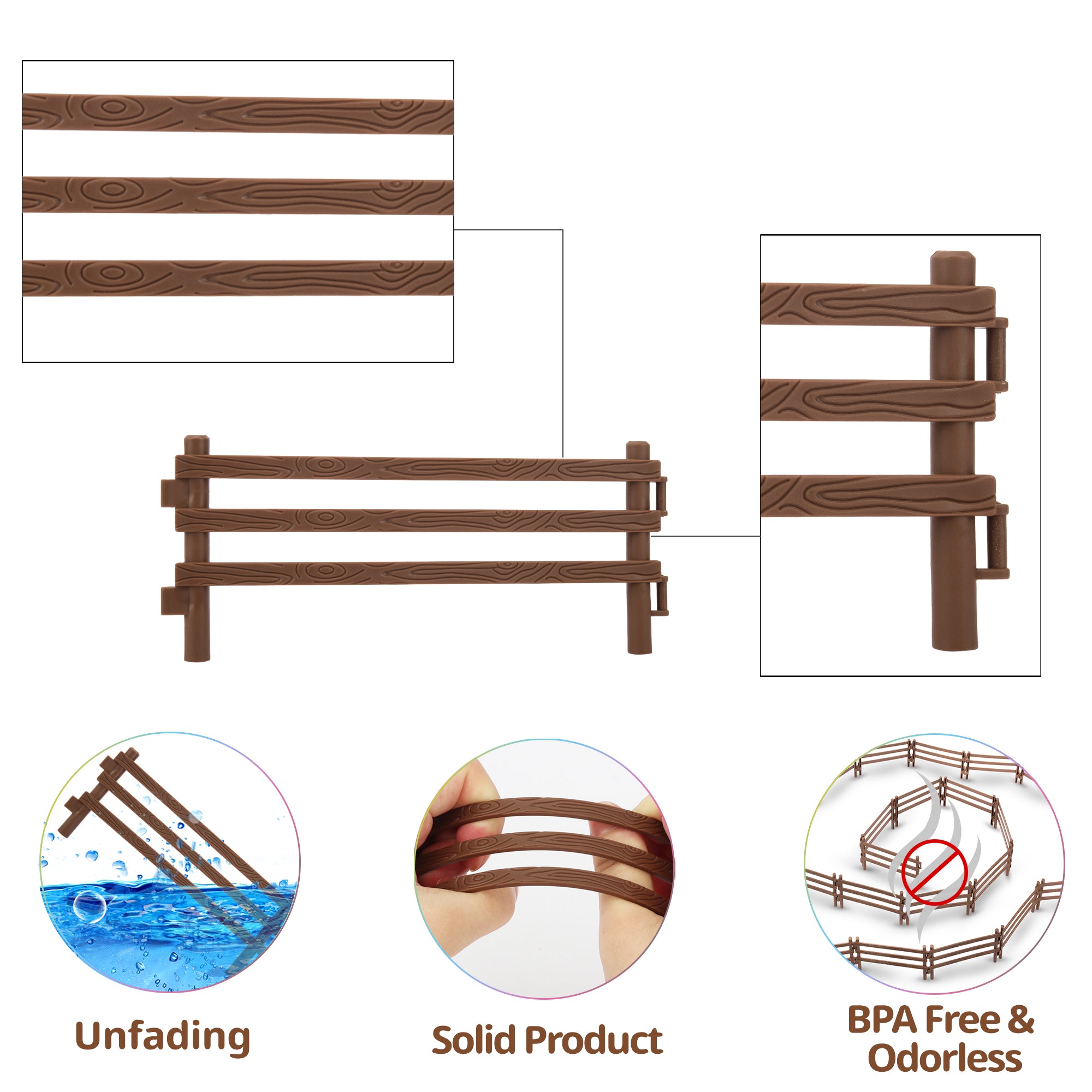 24-Piece?Wood-Look Plastic?Corral?Fencing?Playset-detail