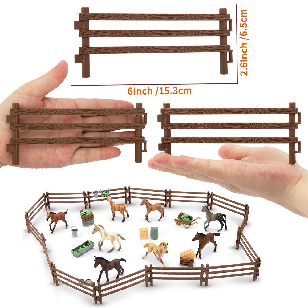 24-Piece?Wood-Look Plastic?Corral?Fencing?Playset-on hand