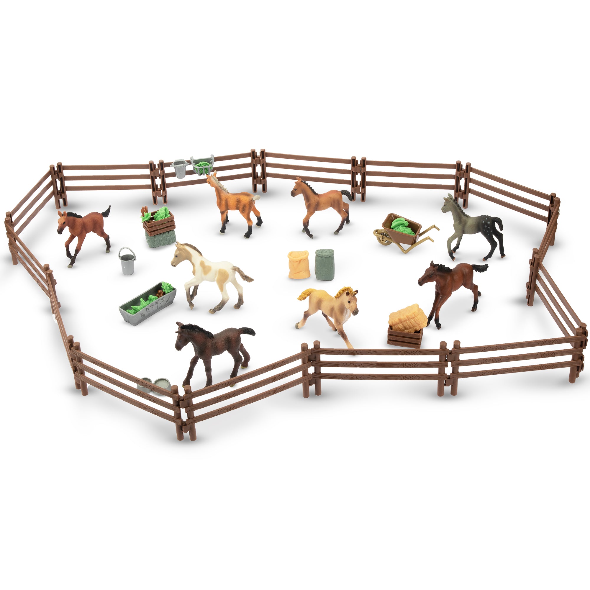 24-Piece?Wood-Look Plastic?Corral?Fencing?Playset-scene