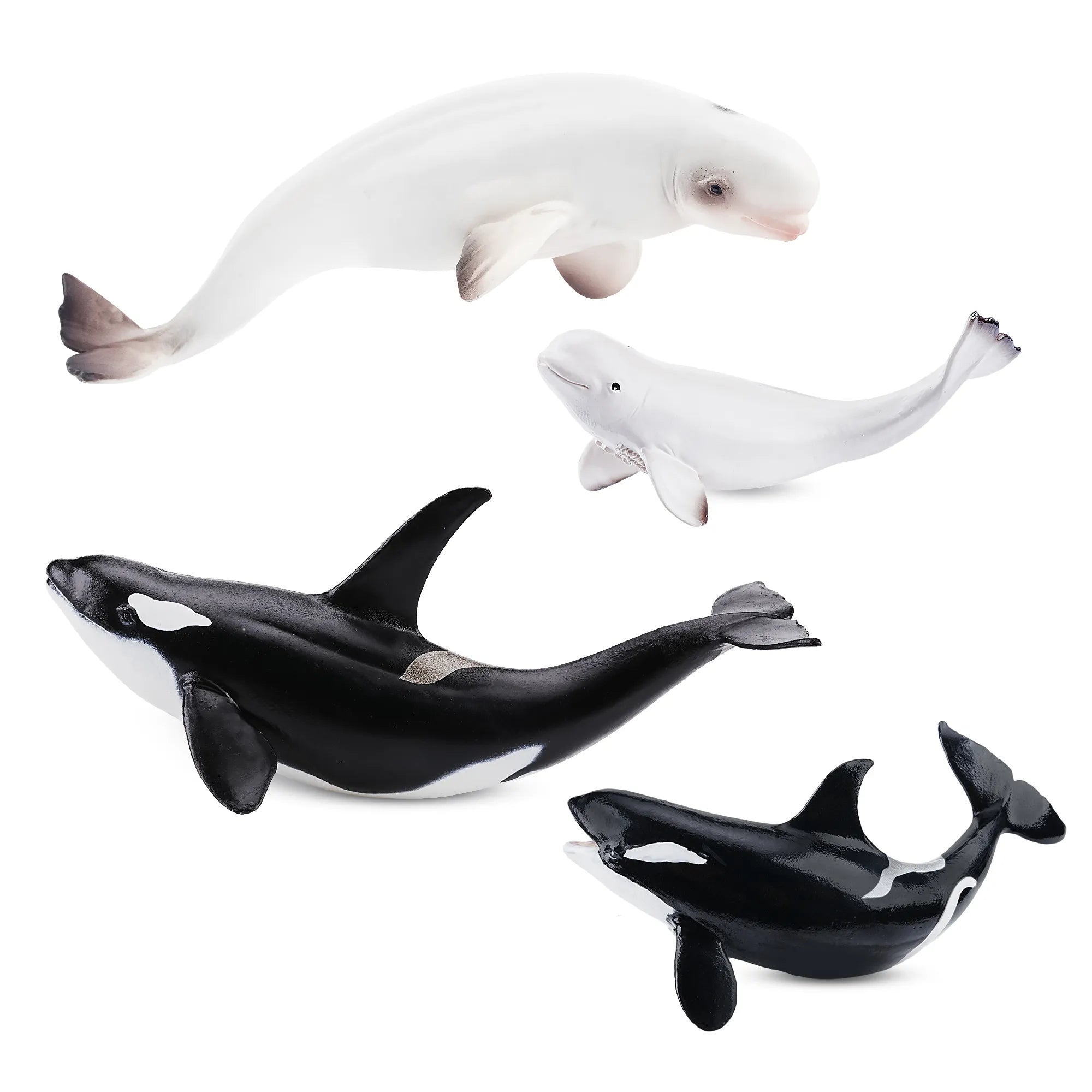 4-Piece Whale Adult & Calf Figurines Bundle