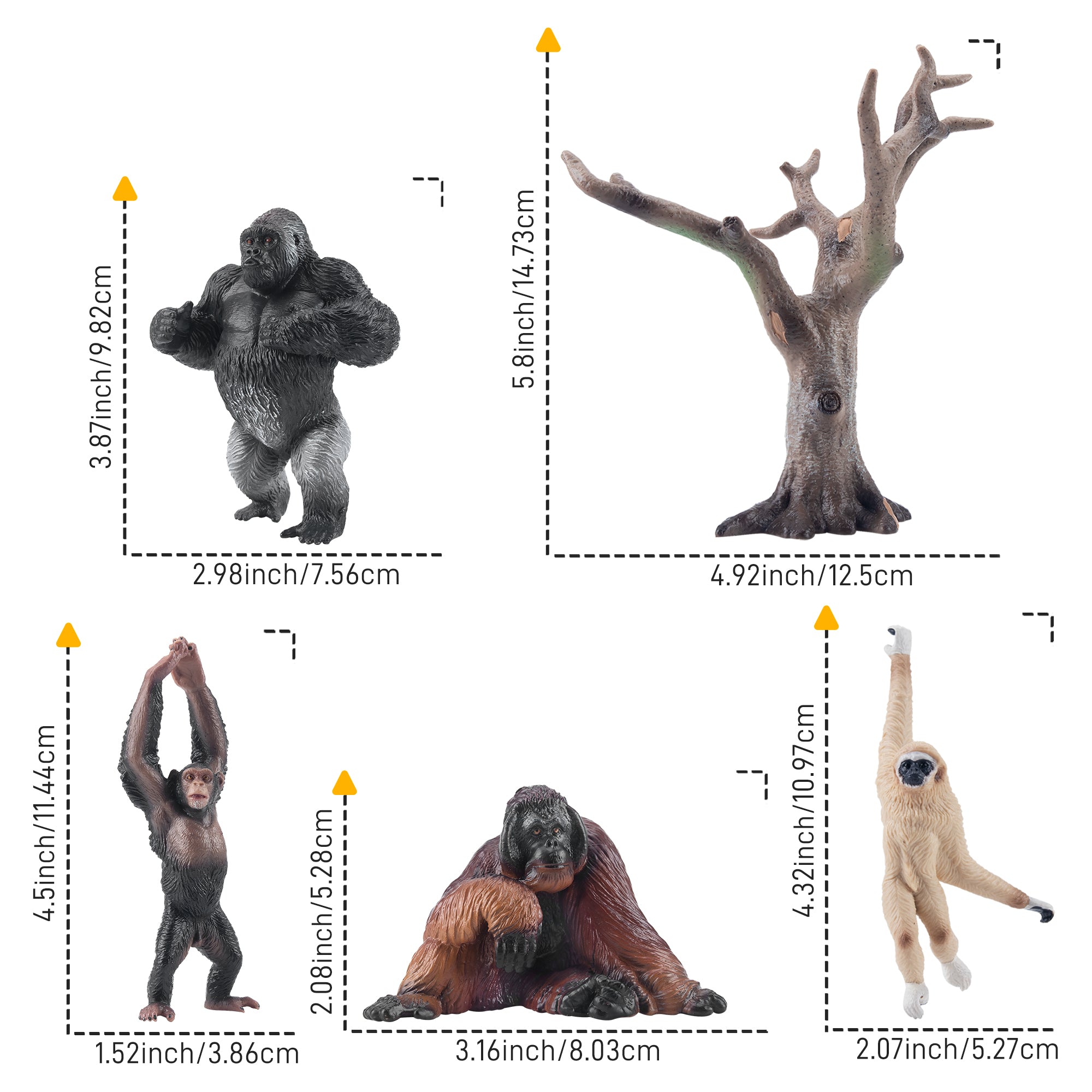 5-Piece Ape Animal Figurine Playset
