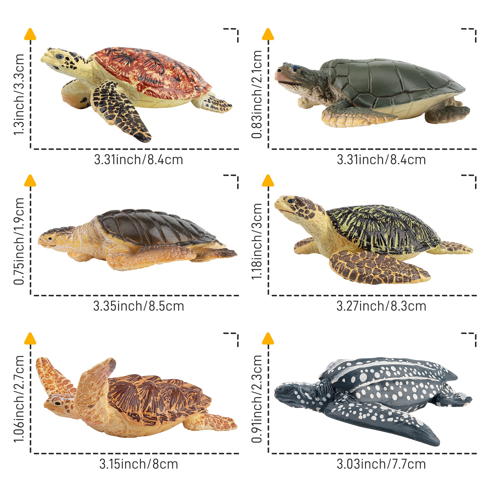 6-Piece Sea Turtle Animal Figurines Playset-size