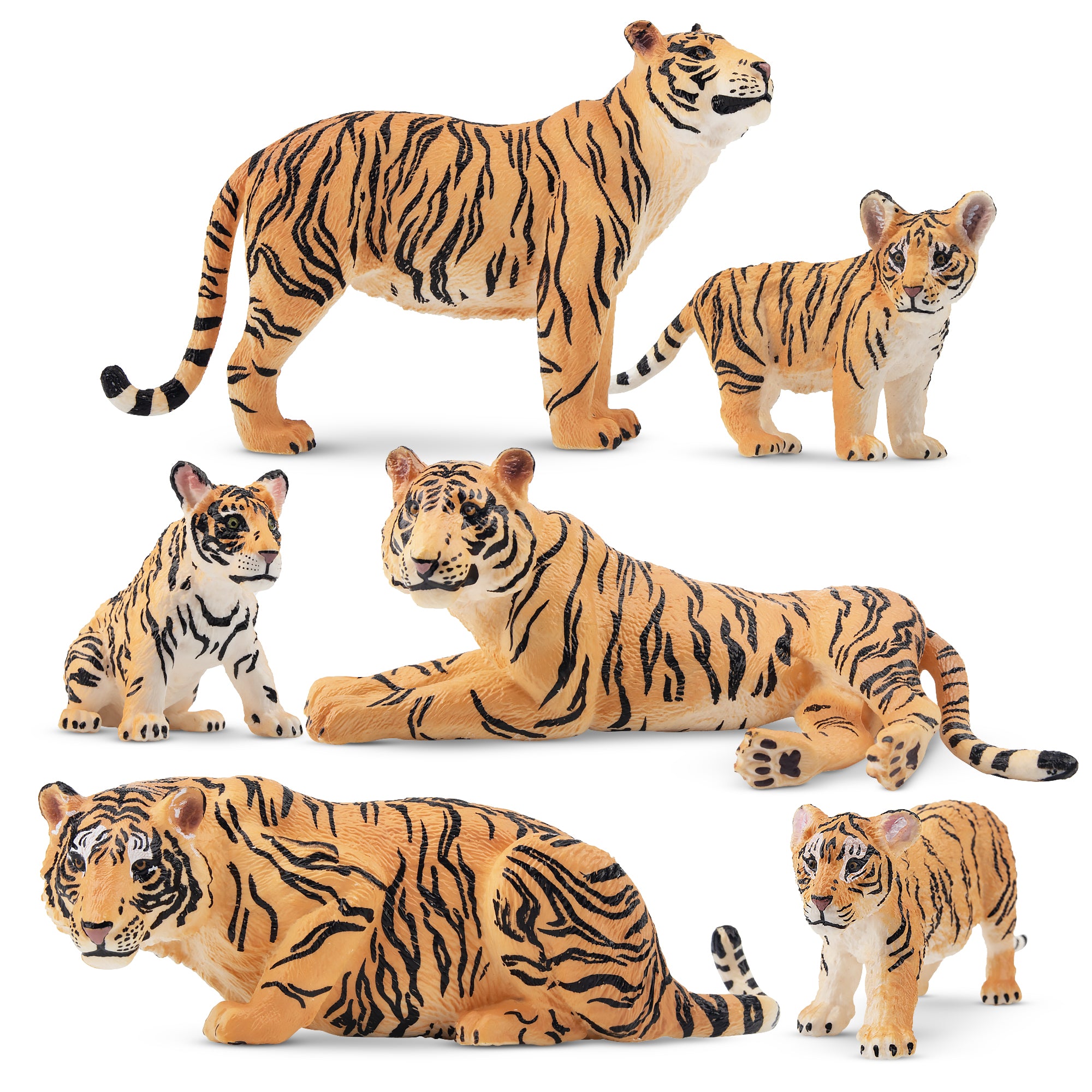 Toymany 6 Piece Tiger Family Figurines Animal Figurine Toy