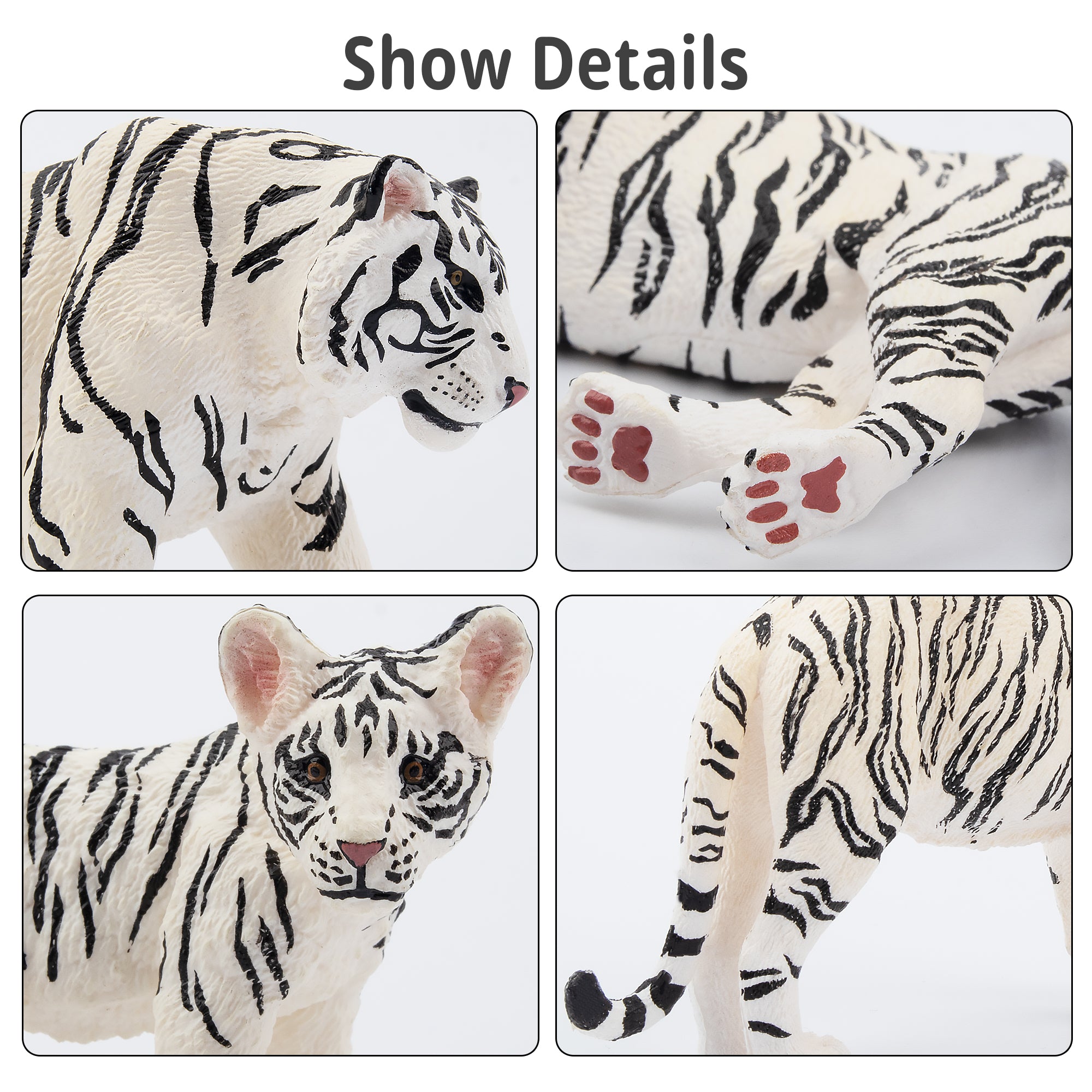 6-Piece White?Tigers?Family Figurines Playset-detail