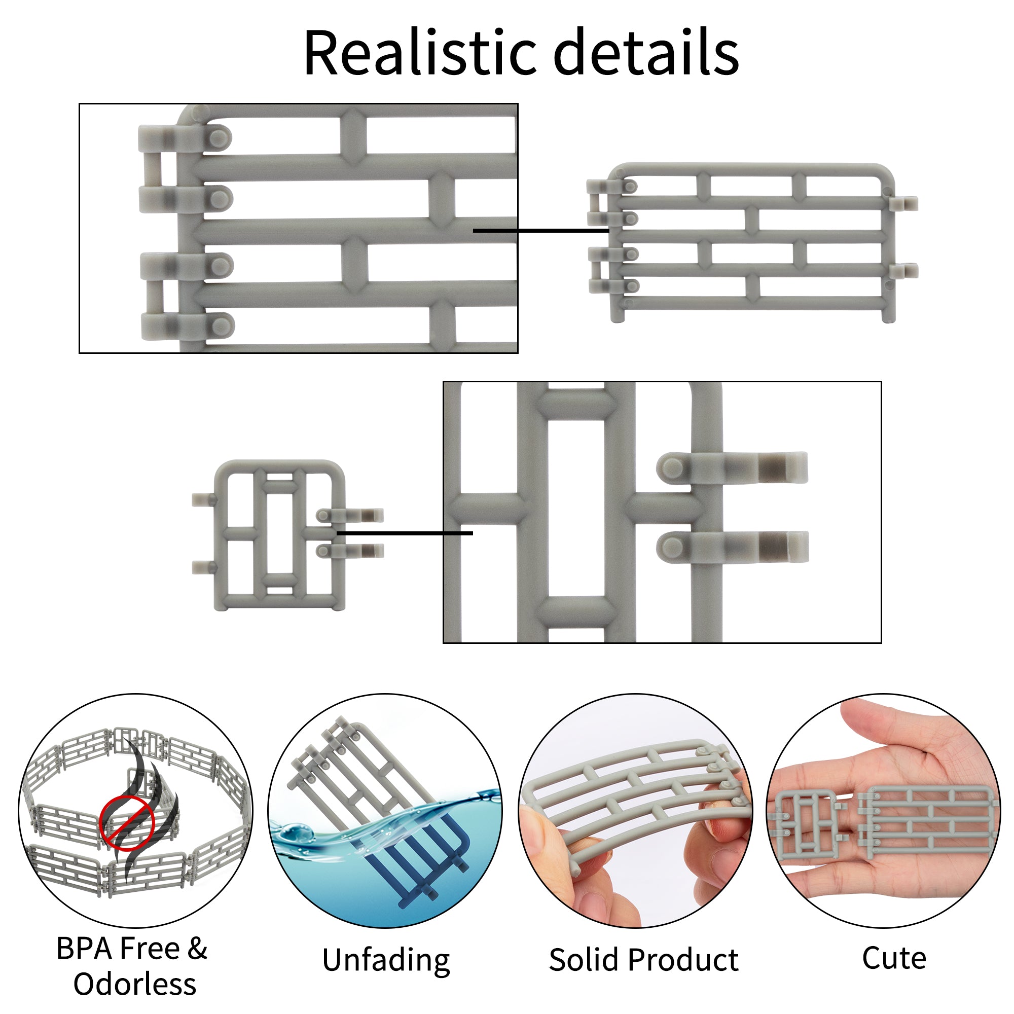 64-Piece Mini Corral?Fencing?Playset?-?Includes?48?Fences?&?16?Gates-detail