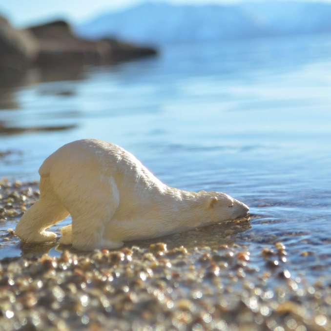 Toymany Lying Adult Polar Bear Figurine Toy-outdoor