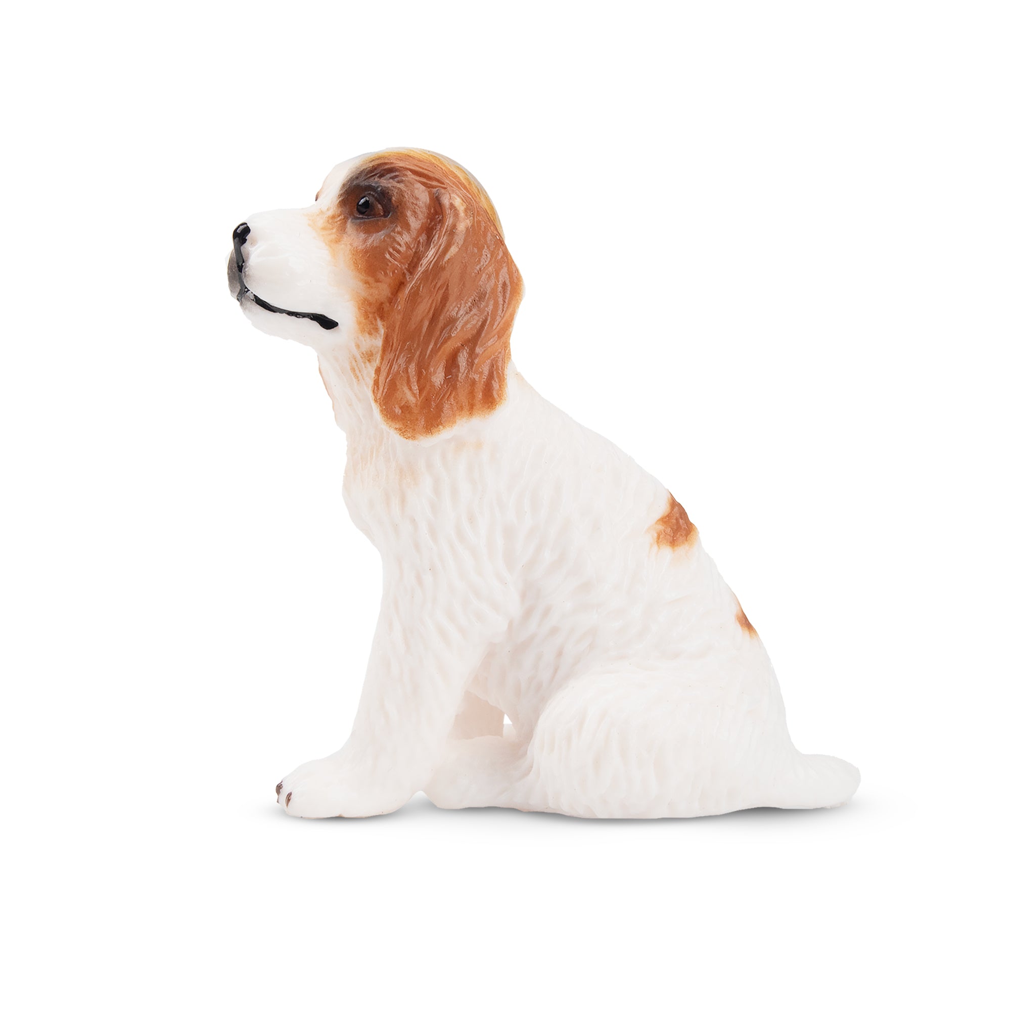 Toymany Mini Sitting Liver and White Cocker Spaniel Puppy Figurine Toy