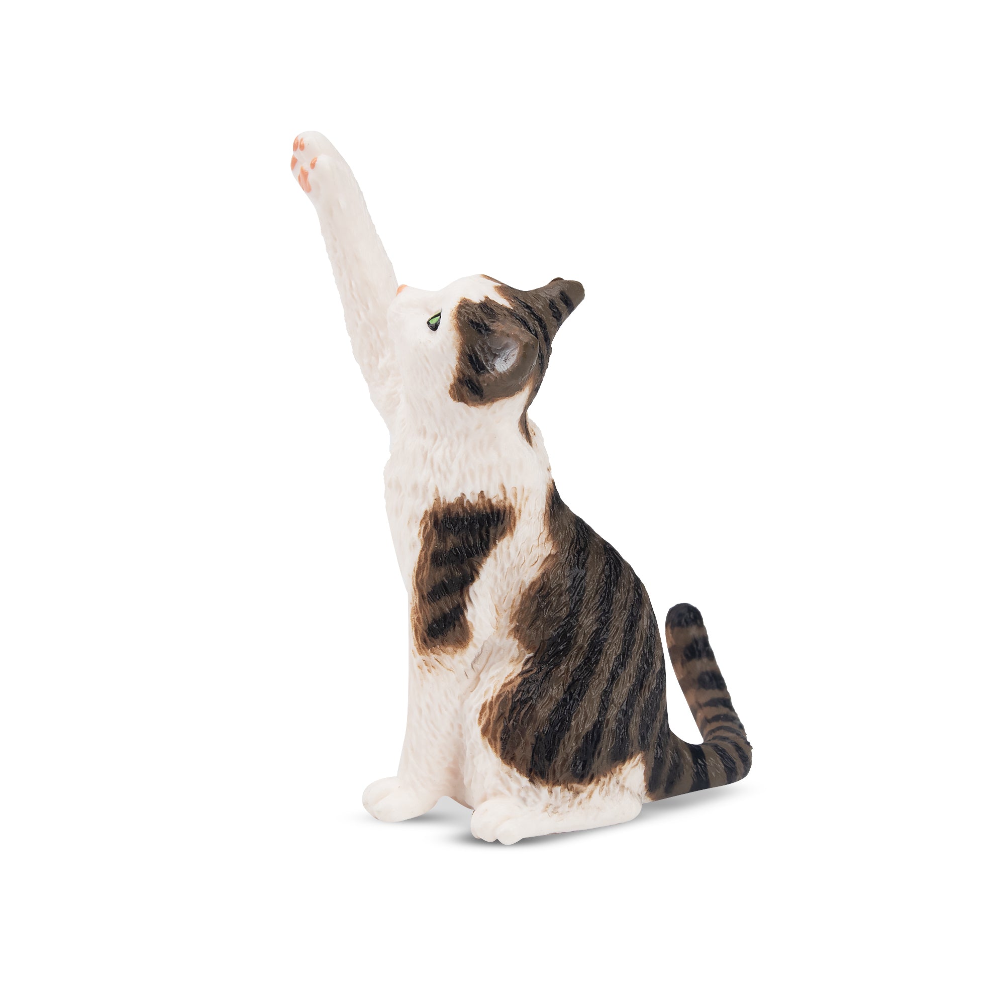 Toymany Mini Waving Tabby and White Cat Figurine Toy-2