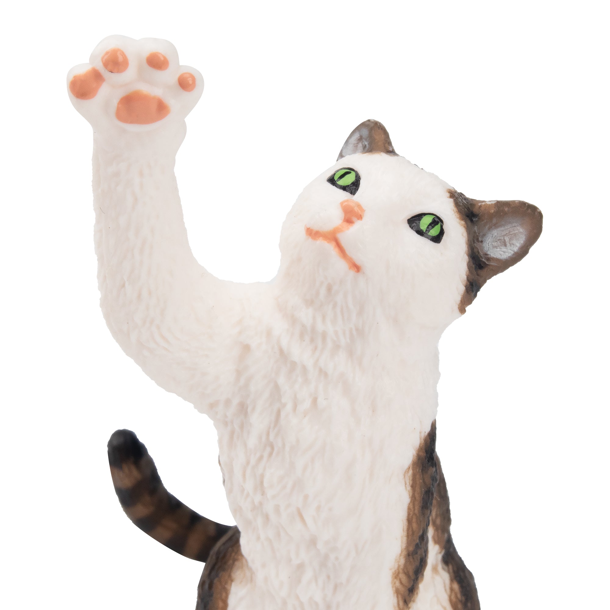 Toymany Mini Waving Tabby and White Cat Figurine Toy-detail