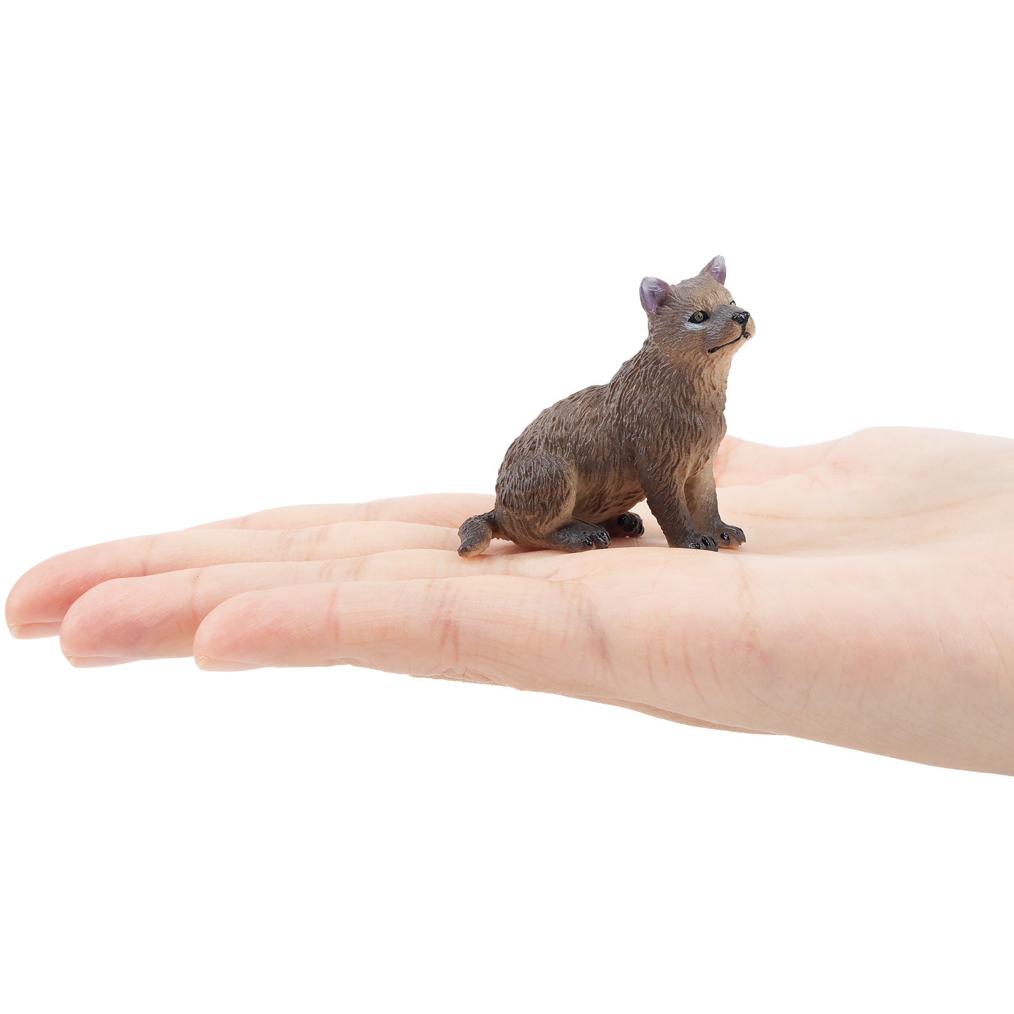 Toymany Sitting Grey Wolf Cub Figurine Toy-on hand