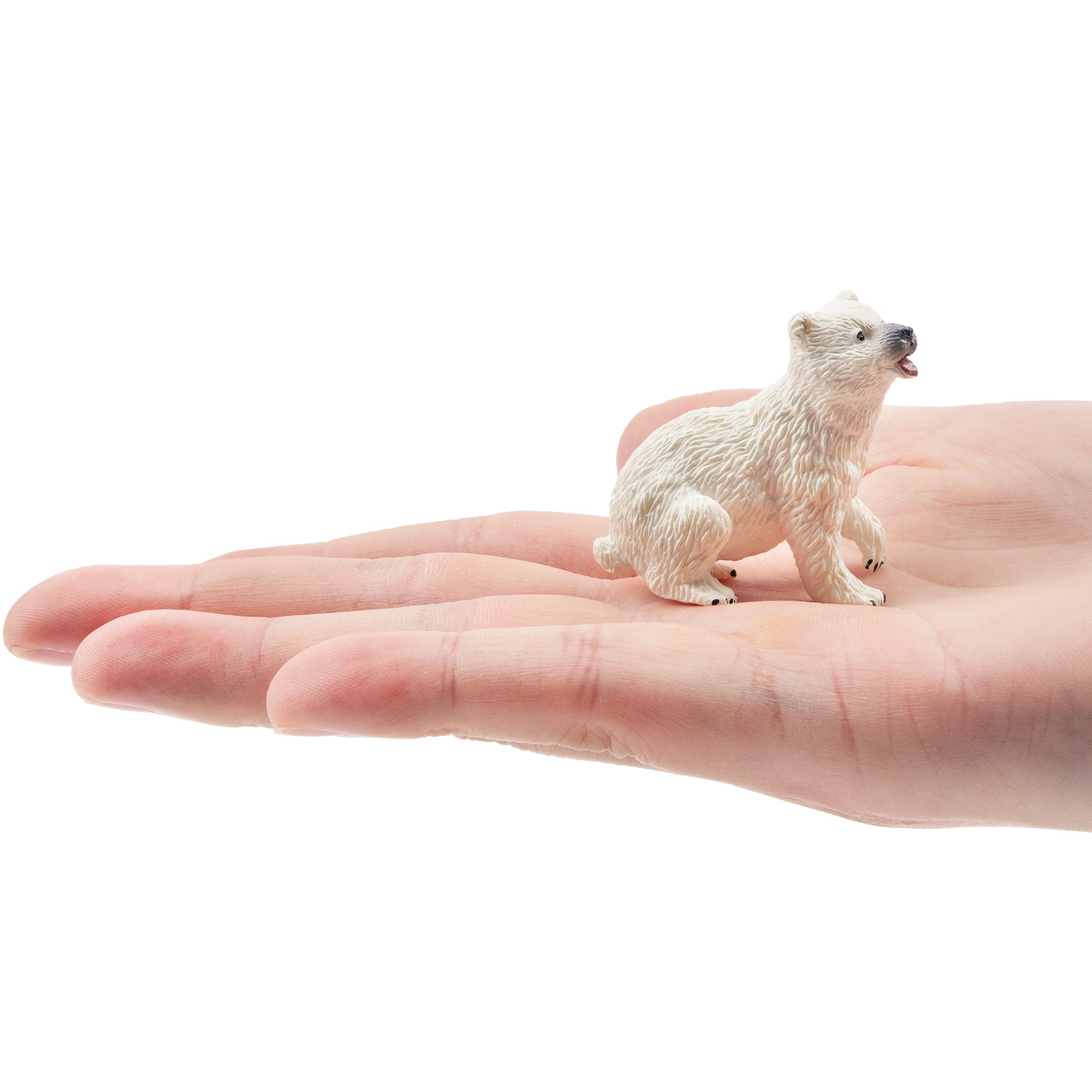 Toymany Sitting Polar Bear Cub Figurine Toy-on hand