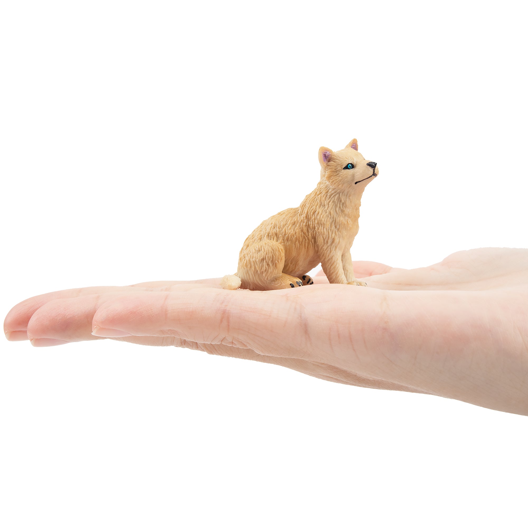 Toymany Sitting White Wolf Cub Figurine Toy-on hand
