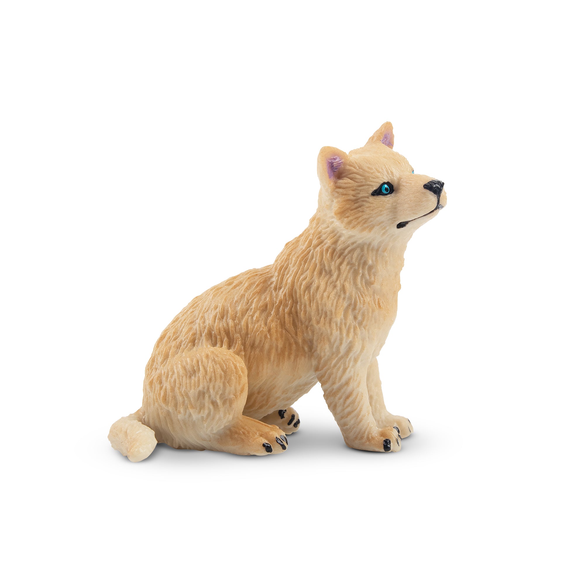 Toymany Sitting White Wolf Cub Figurine Toy