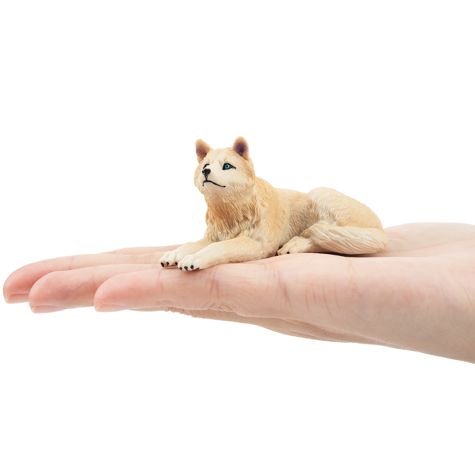Toymany Sitting White Wolf Figurine Toy-on hand