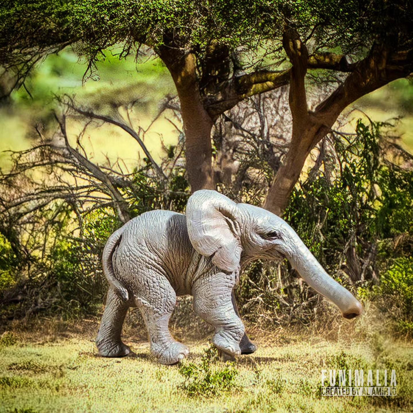 Toymany Elephant Calf Figurine Toy - Small Size