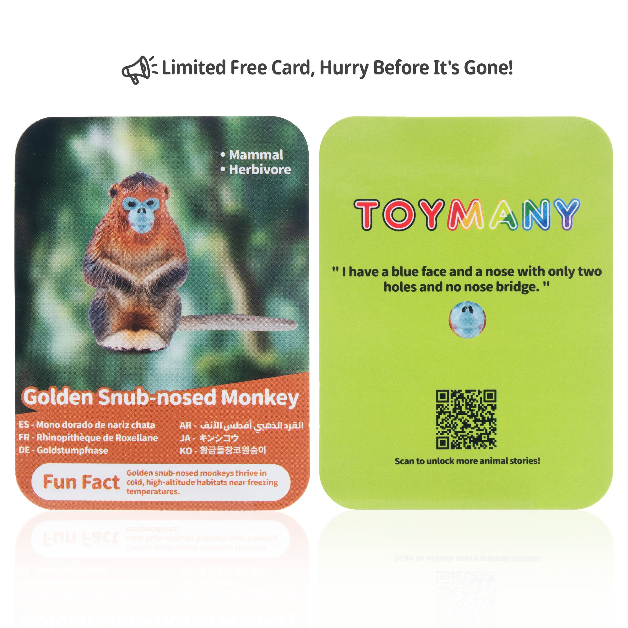 Toymany Golden Snub-nosed Monkey Figurine Toy