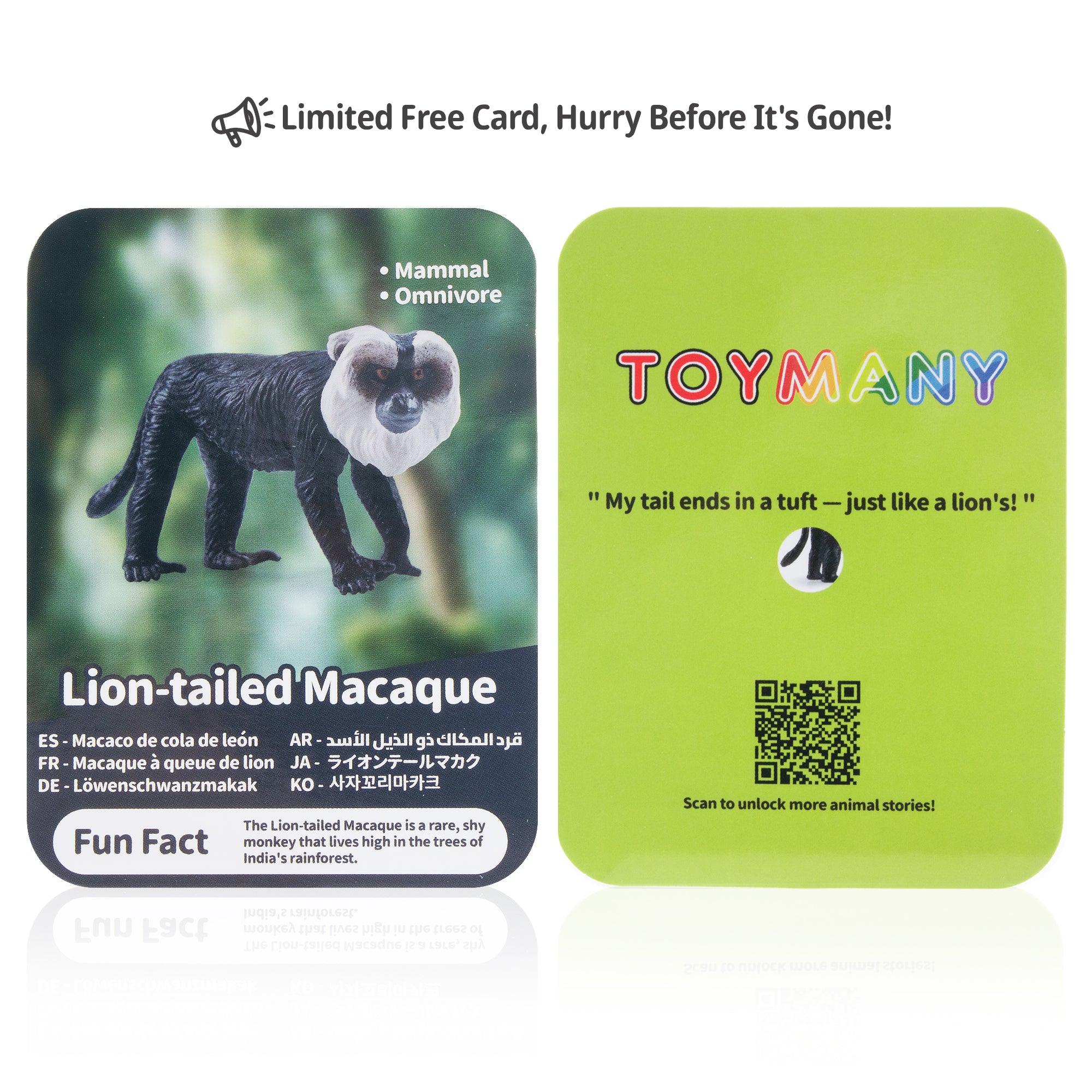 Jouet figurine de macaque à queue de lion Toymany