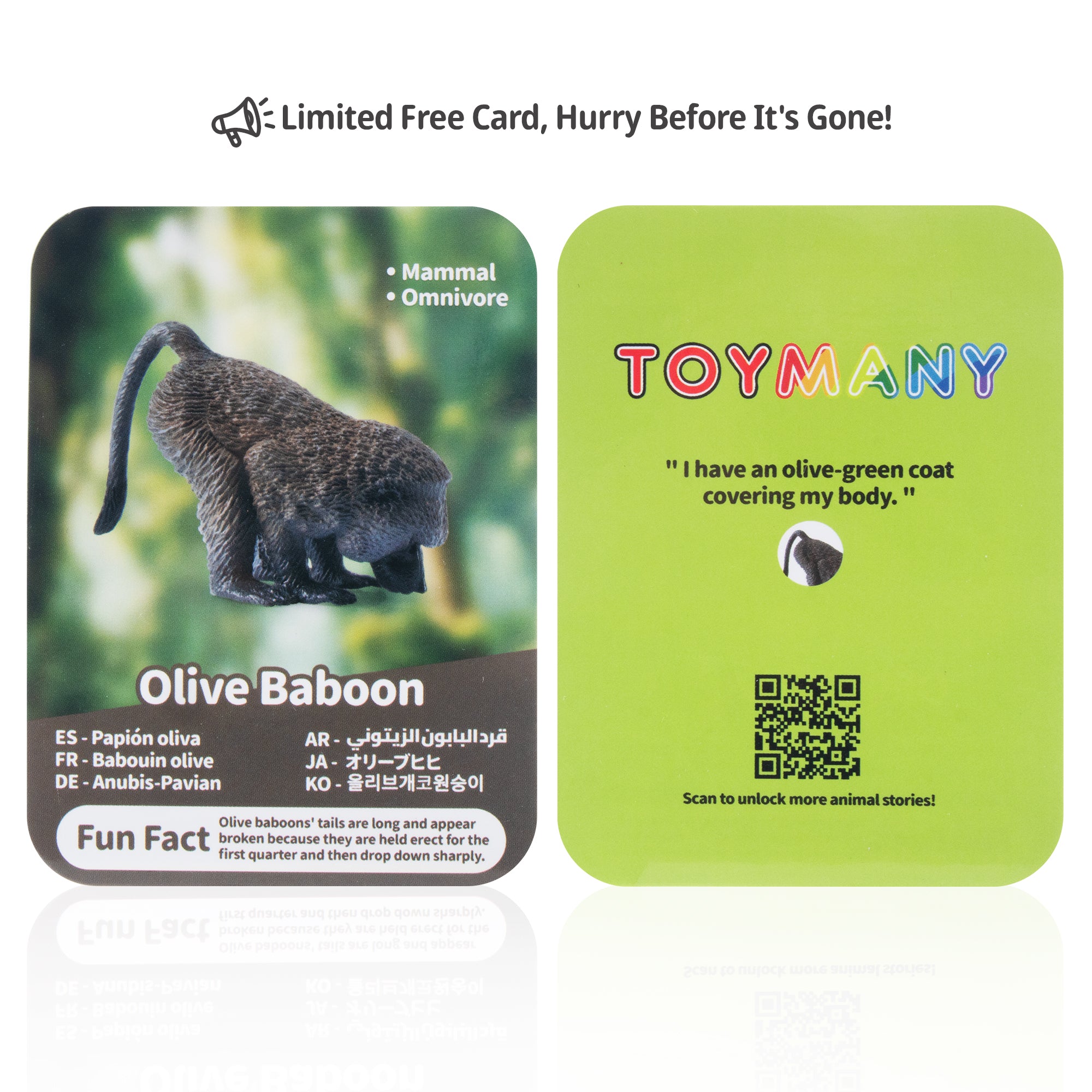Toymany Olive Baboon Figurine Toy