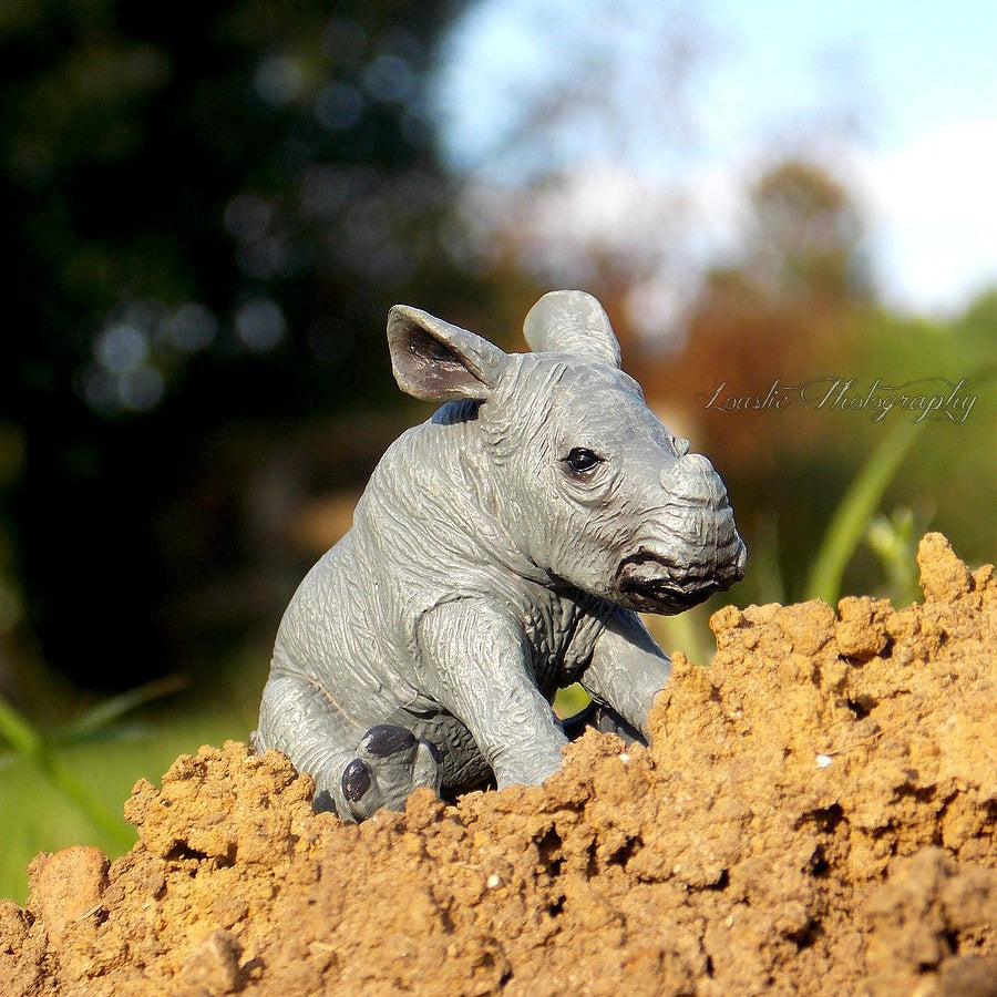 Toymany Rhinoceros Calf Figurine Toy - Small Size