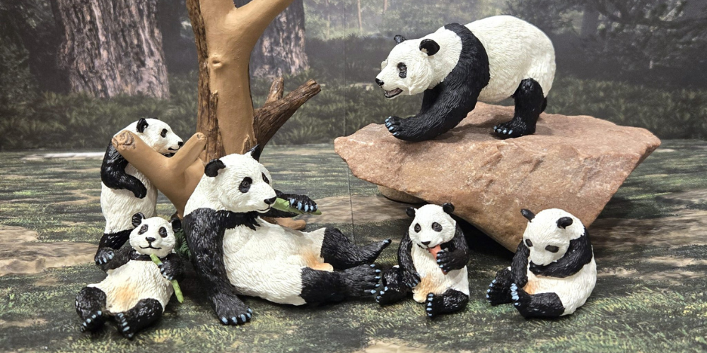 Realistic Toymany Panda Family Figurines