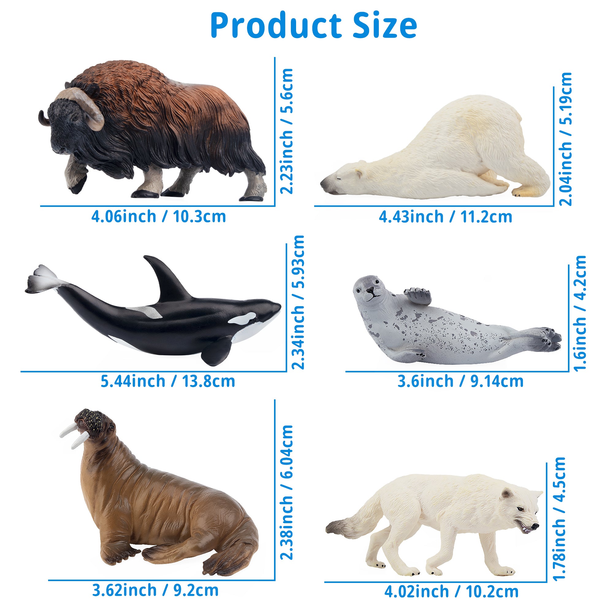 12-Piece 4-7 Large Polar Animals Figurines Playset-size 1