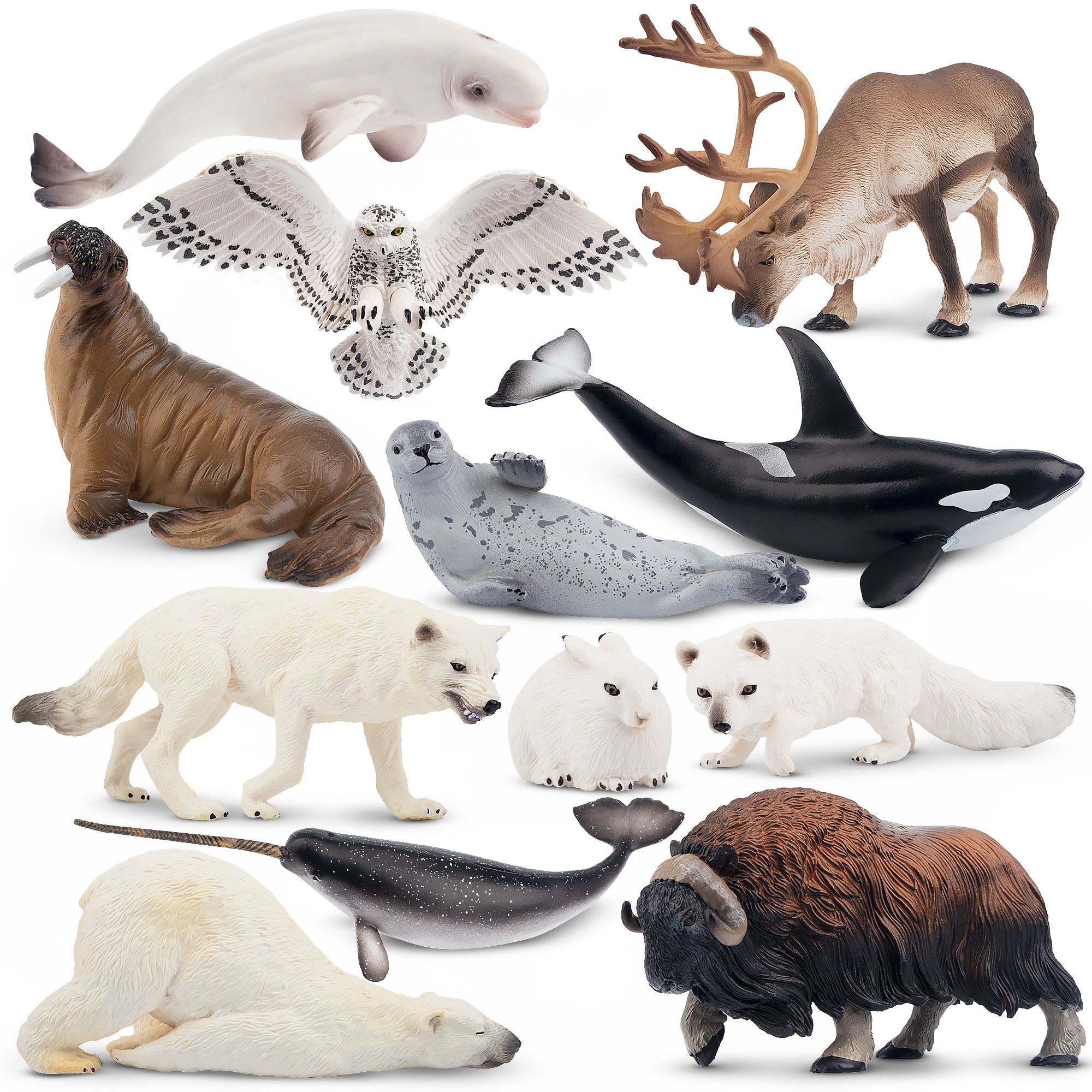 12-Piece 4-7 Large Polar Animals Figurines Playset