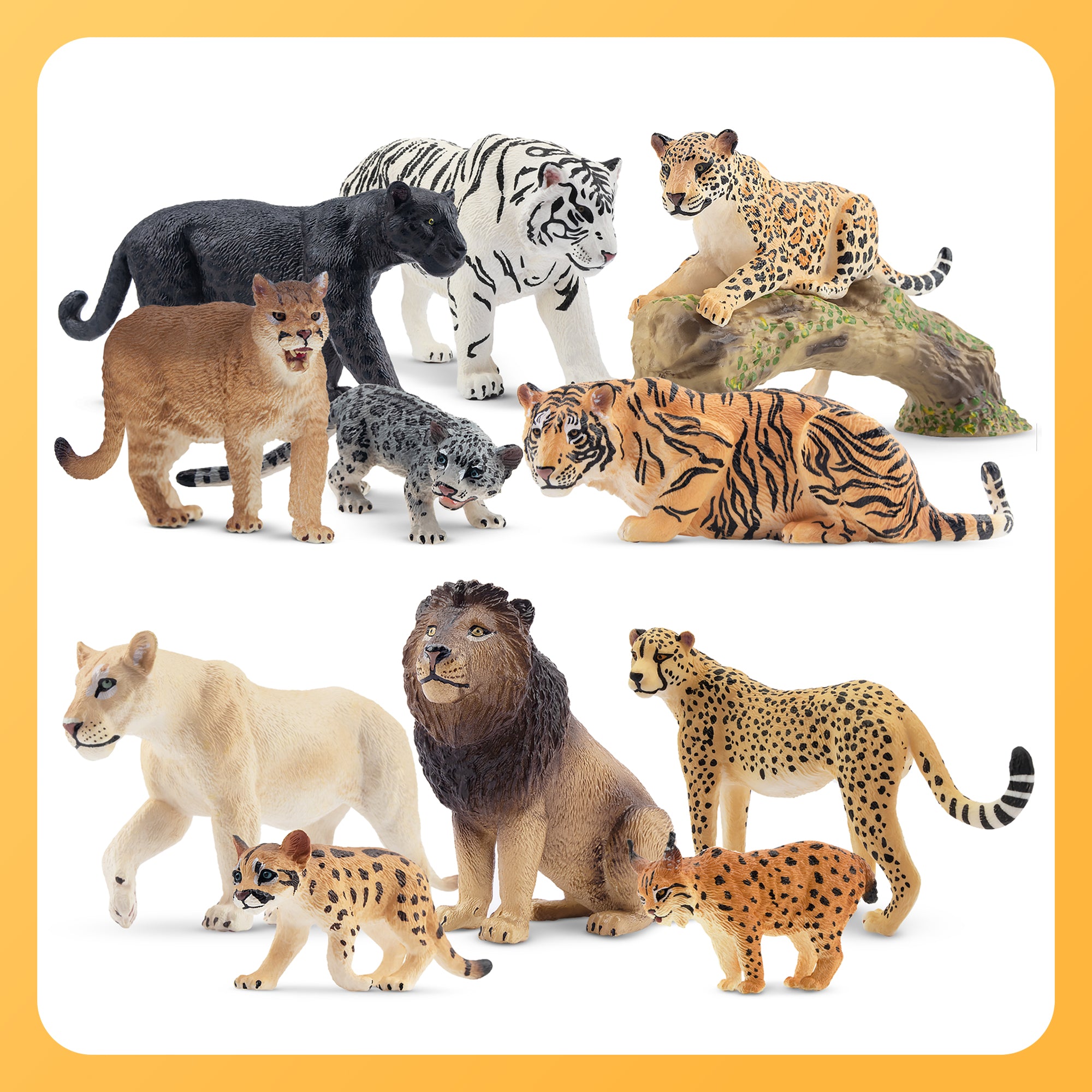12-Piece Big Cat Animal Figurine Playset