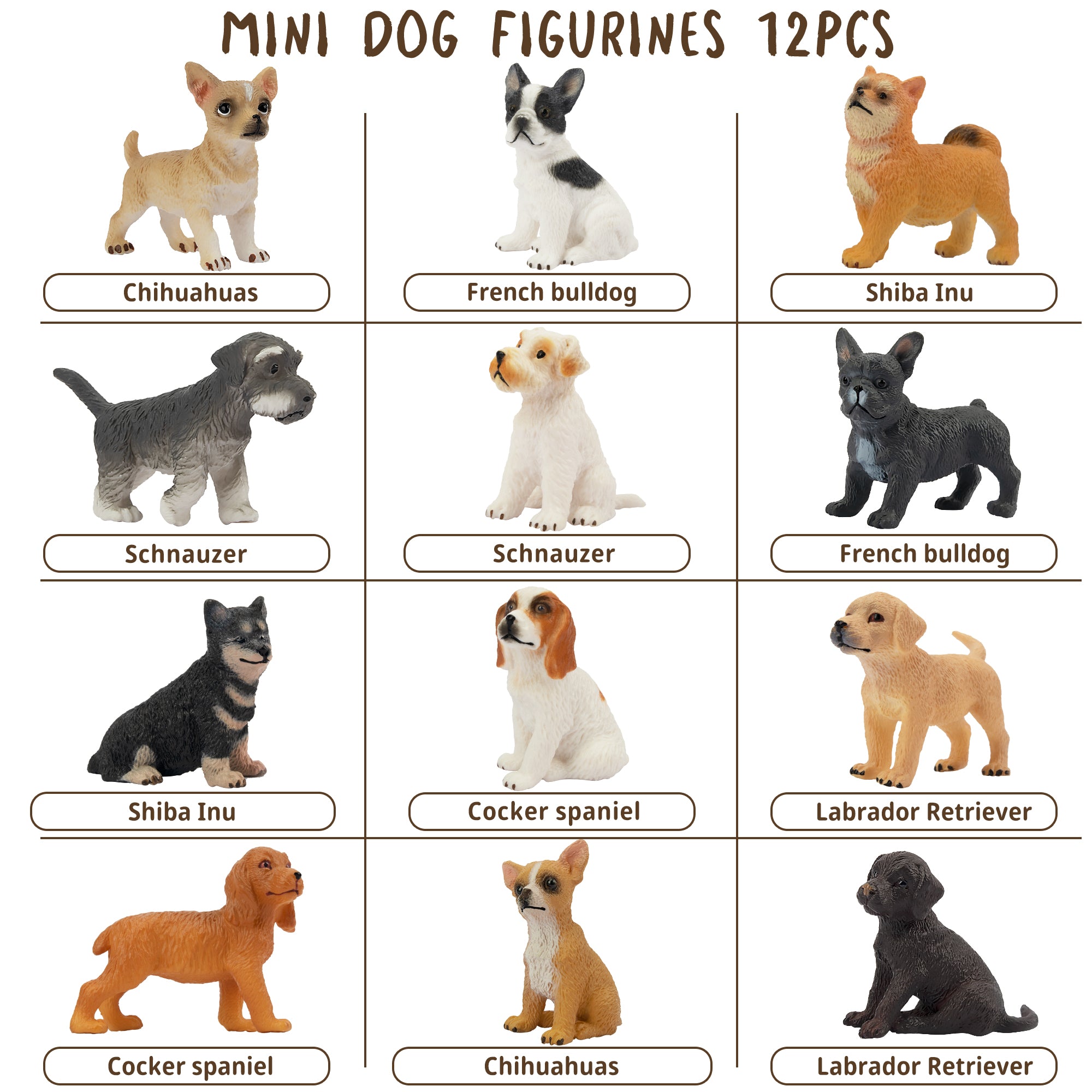 12-Piece Mini Dog Animal Figurines Playset-2-name