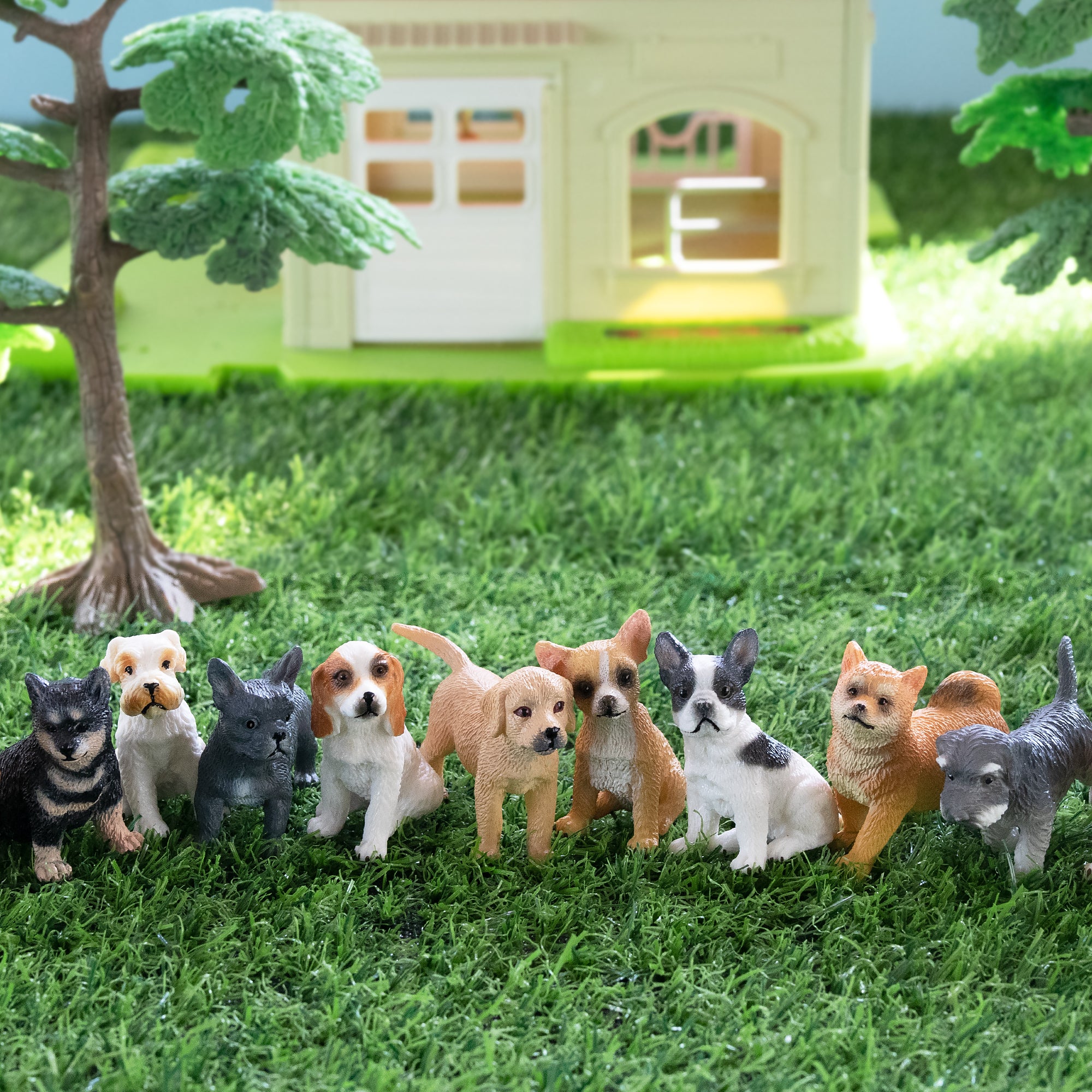 12-Piece Mini Dog Animal Figurines Playset-2-scene