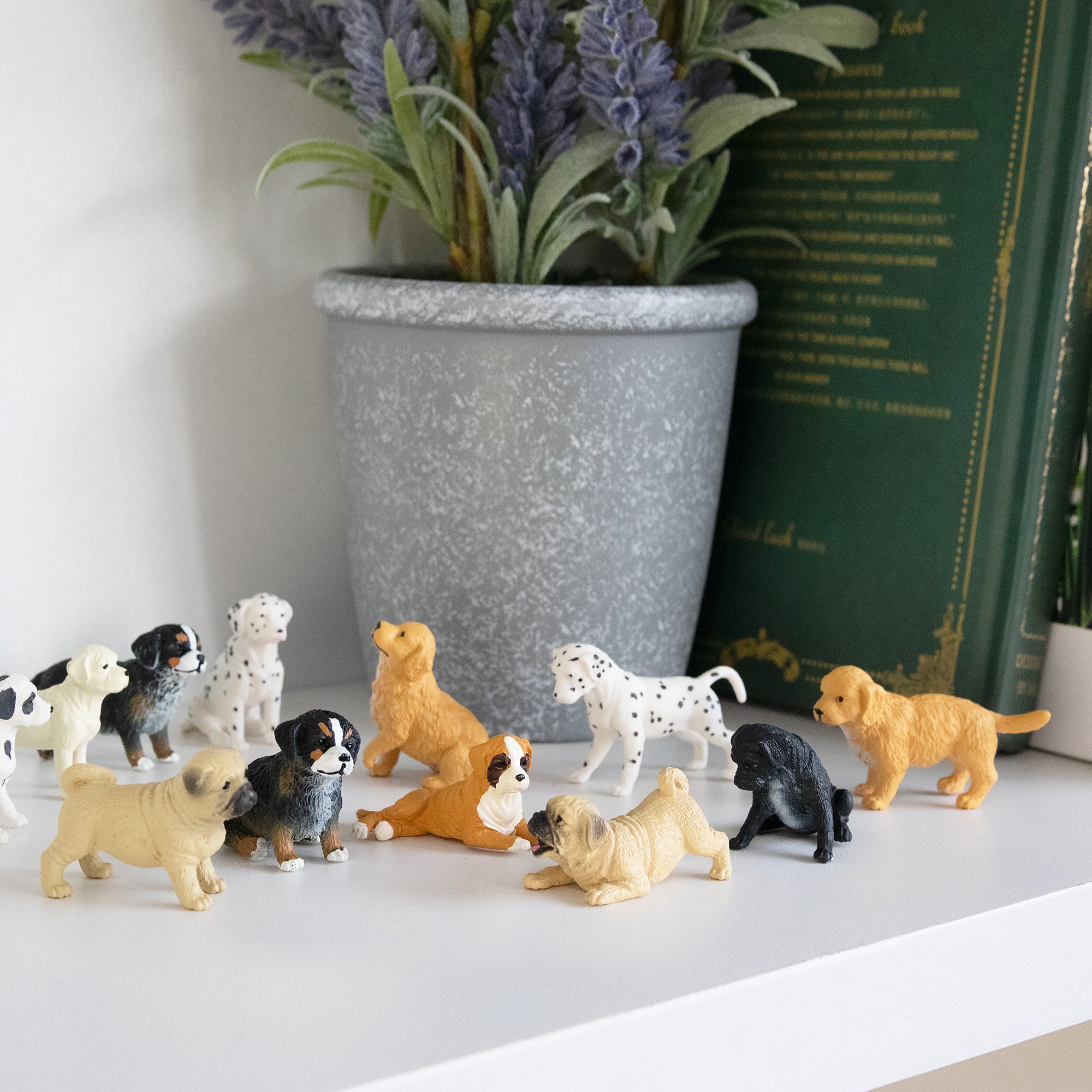 12-Piece Mini Dog Animal Figurines Playset-scene