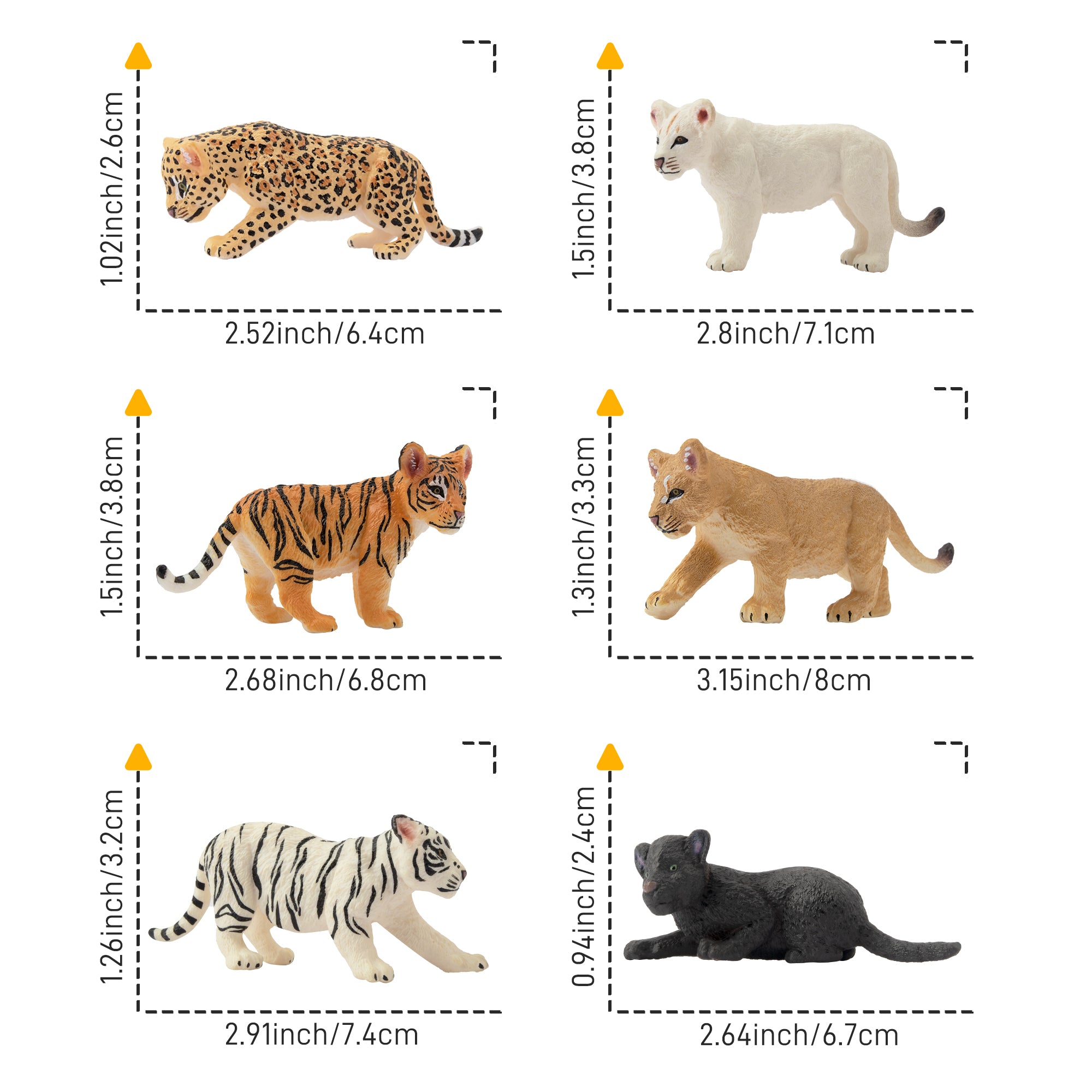 12-Piece Mini Tiger Cub Figurines Playset-size 1