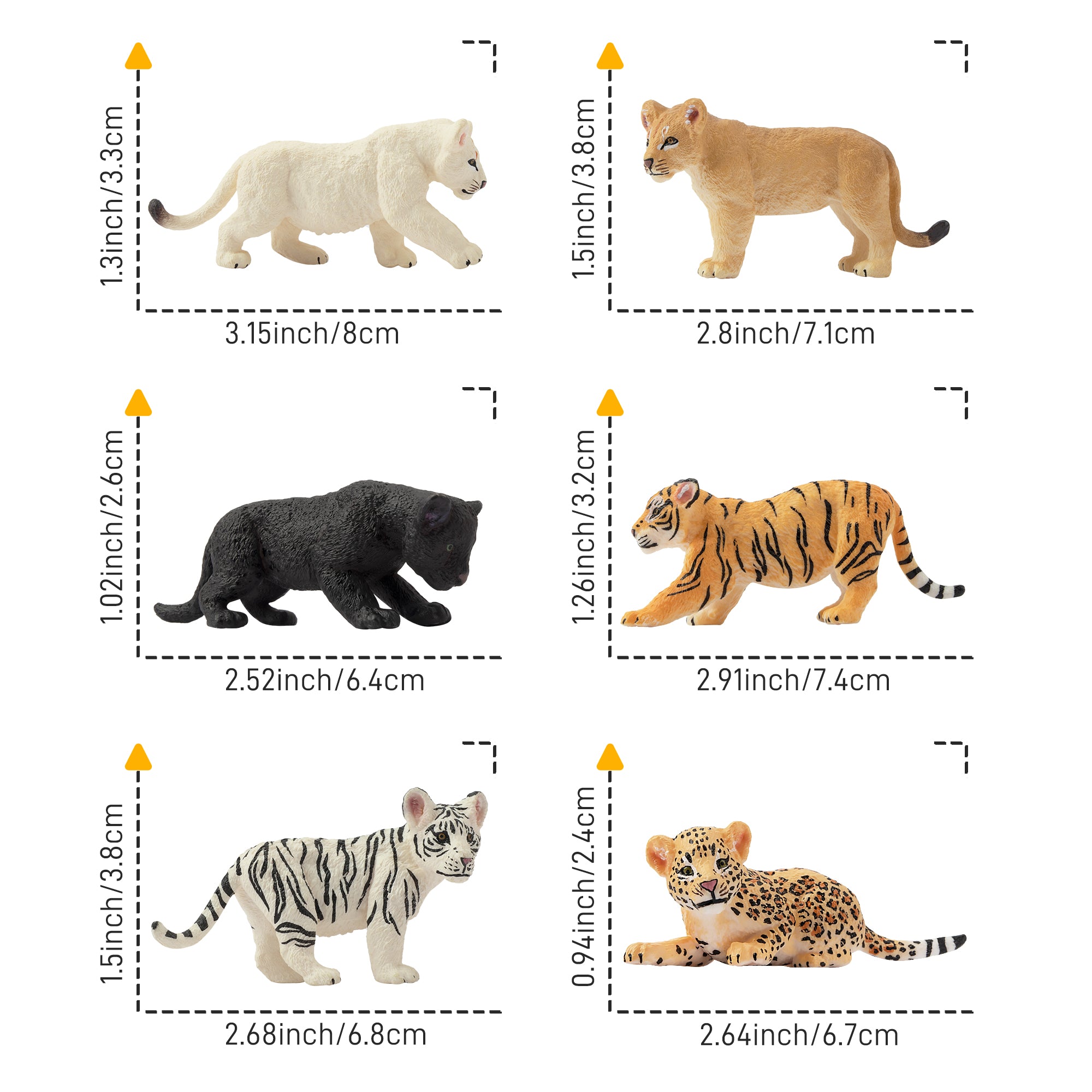 12-Piece Mini Tiger Cub Figurines Playset-size 2