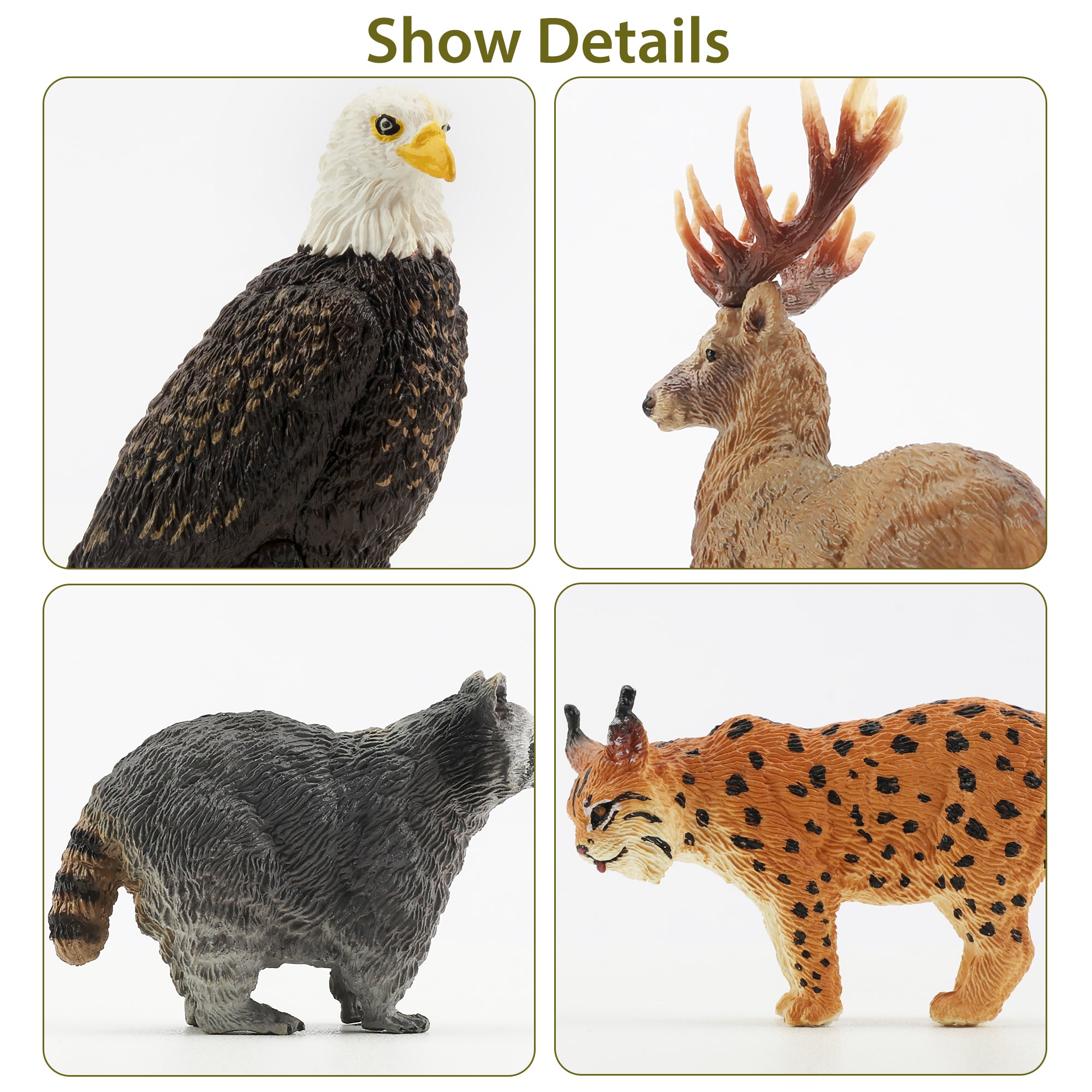 12-Piece North American Forest Animal Figurines Playset-detail