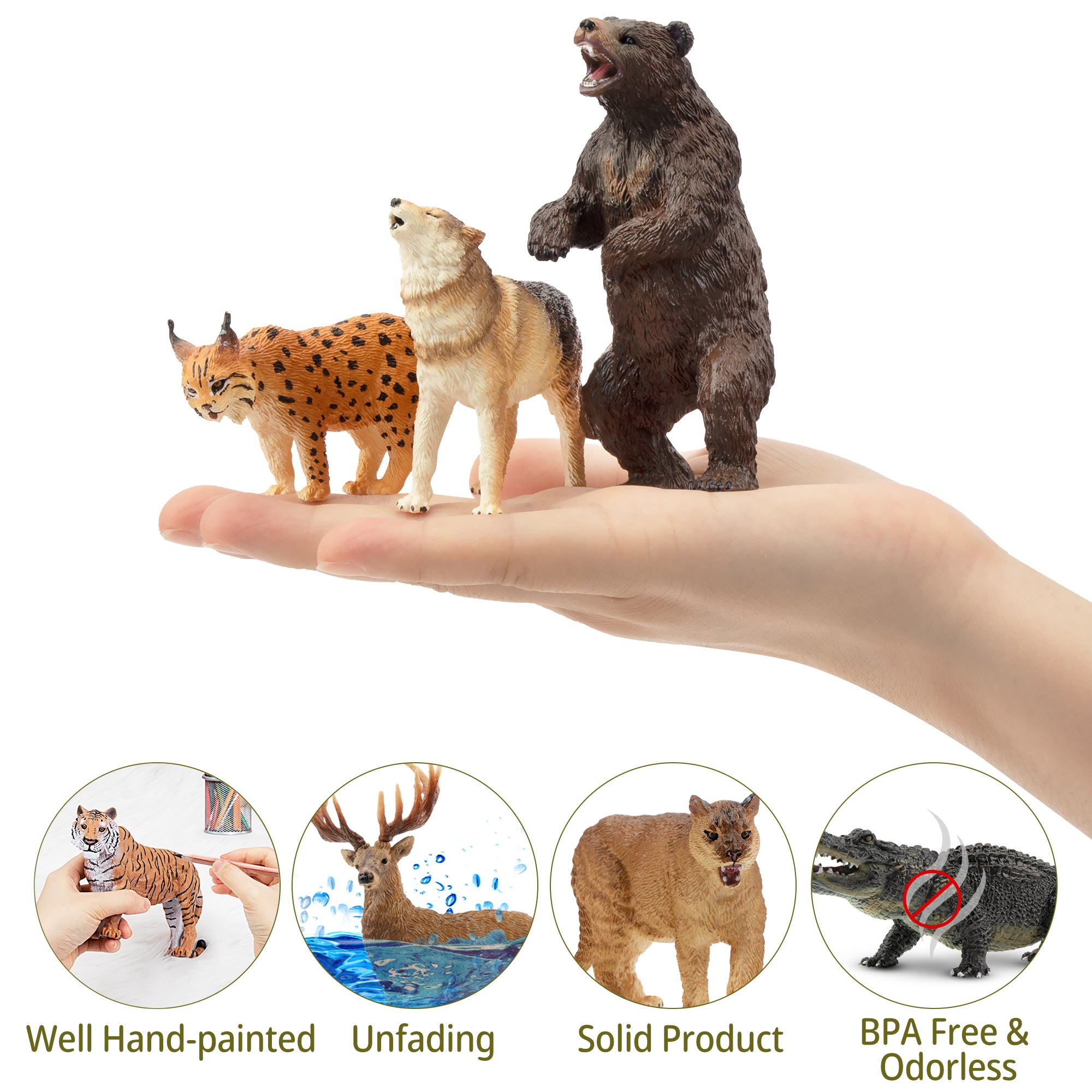 12-Piece North American Forest Animal Figurines Playset-on hand