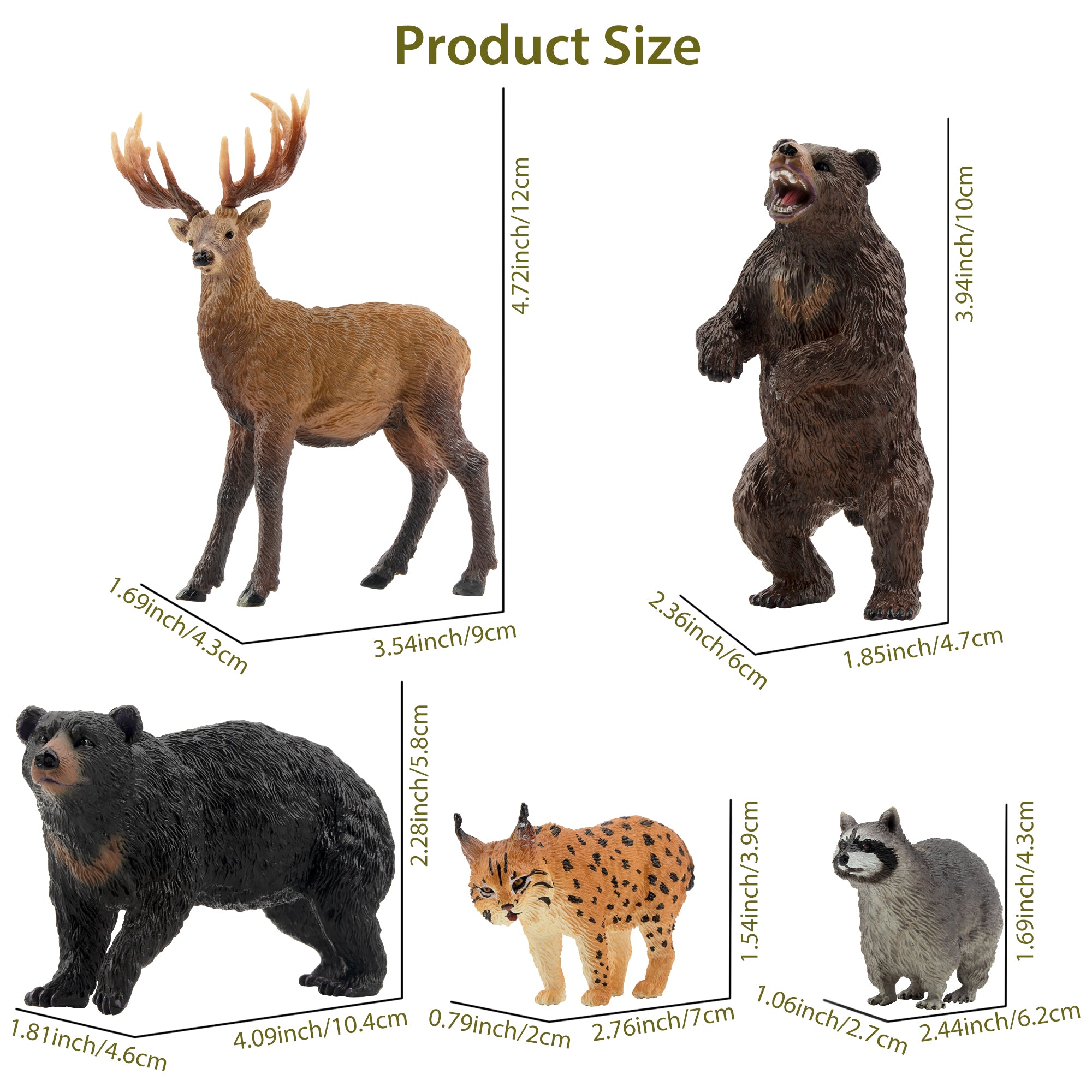12-Piece North American Forest Animal Figurines Playset-size
