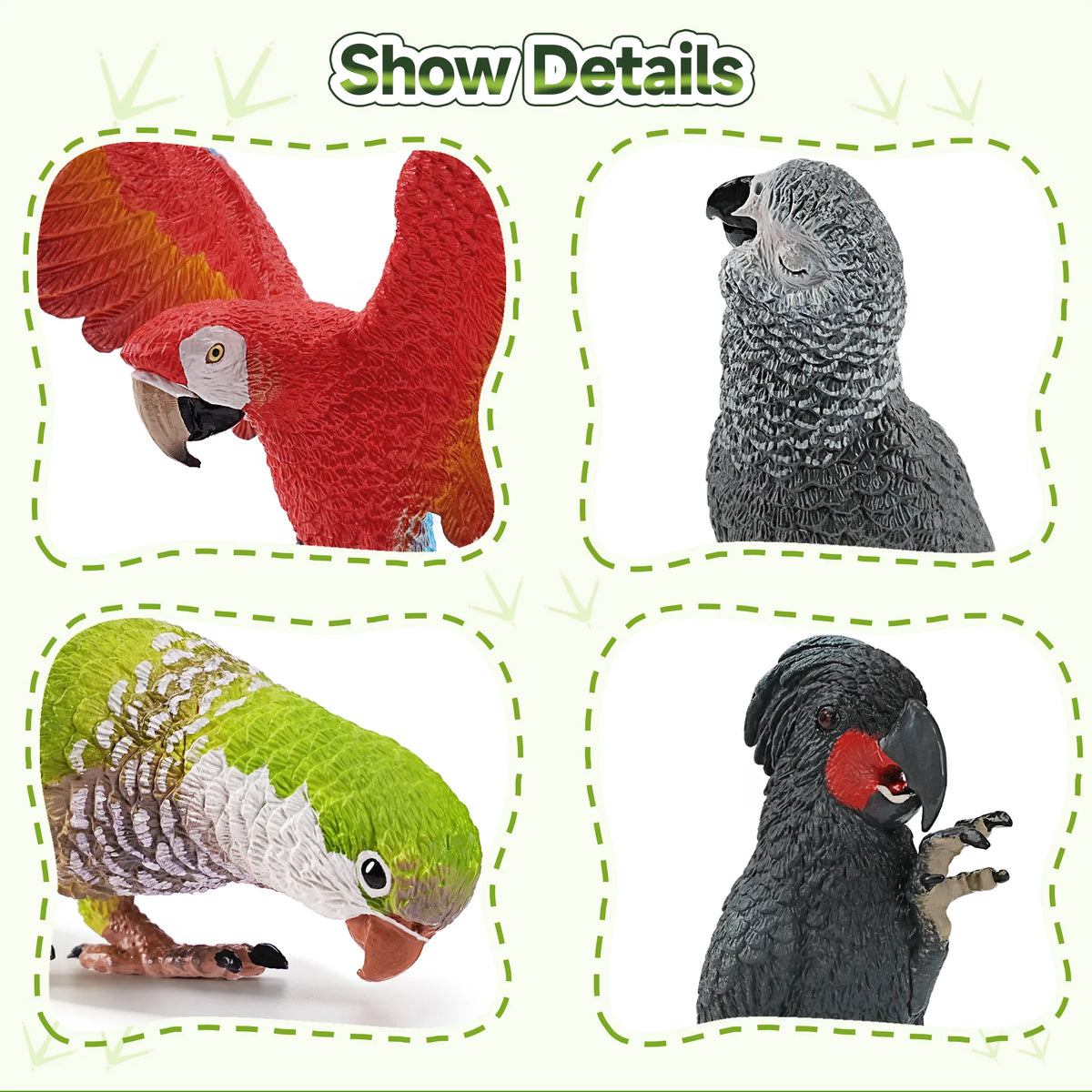 12-Piece Parrot Figurines Playset-detail