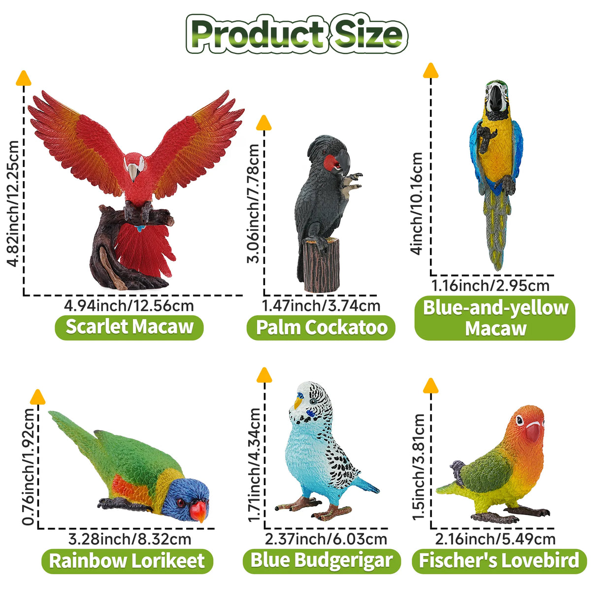 12-Piece Parrot Figurines Playset-size2