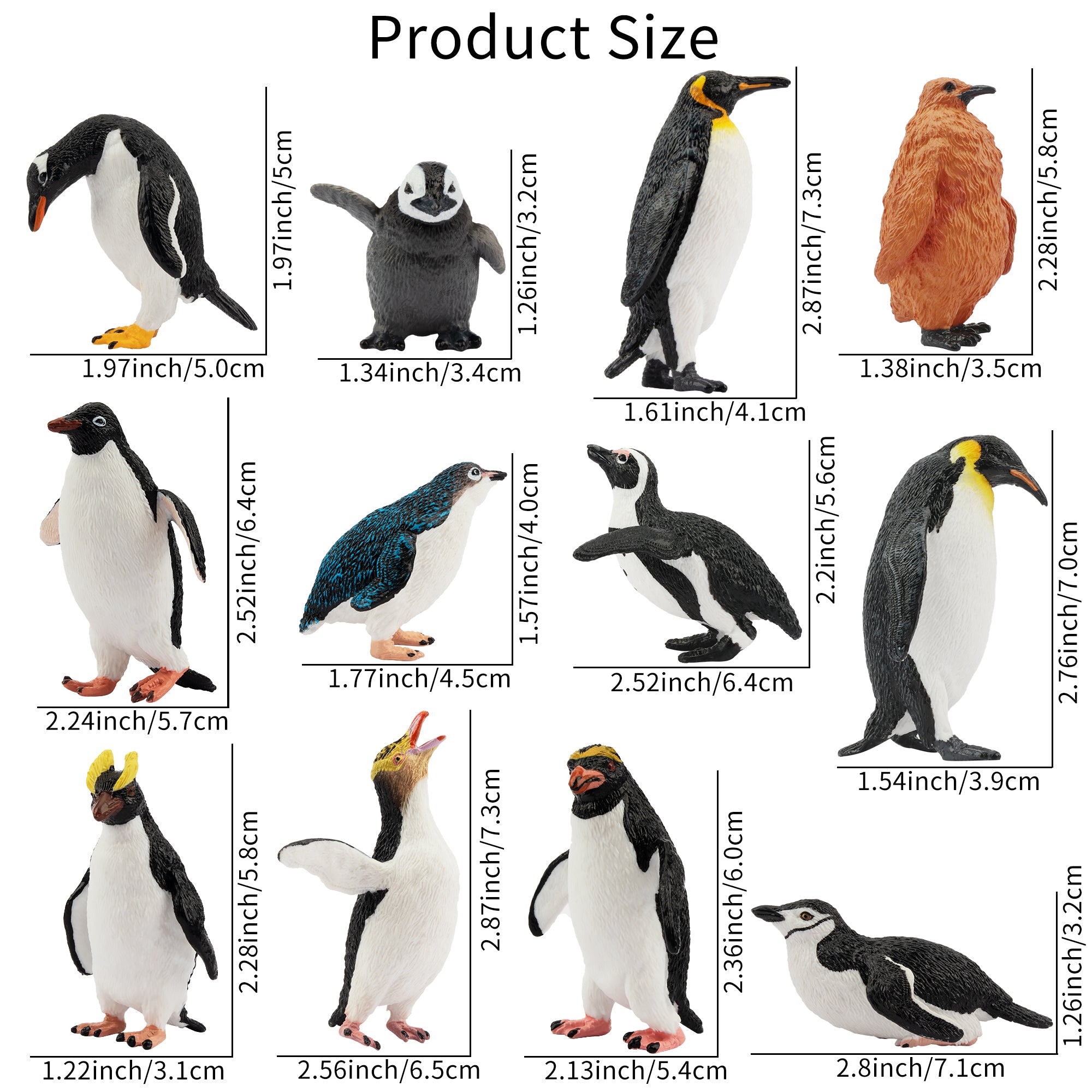 12-Piece Penguin Animal Figurines Playset-size