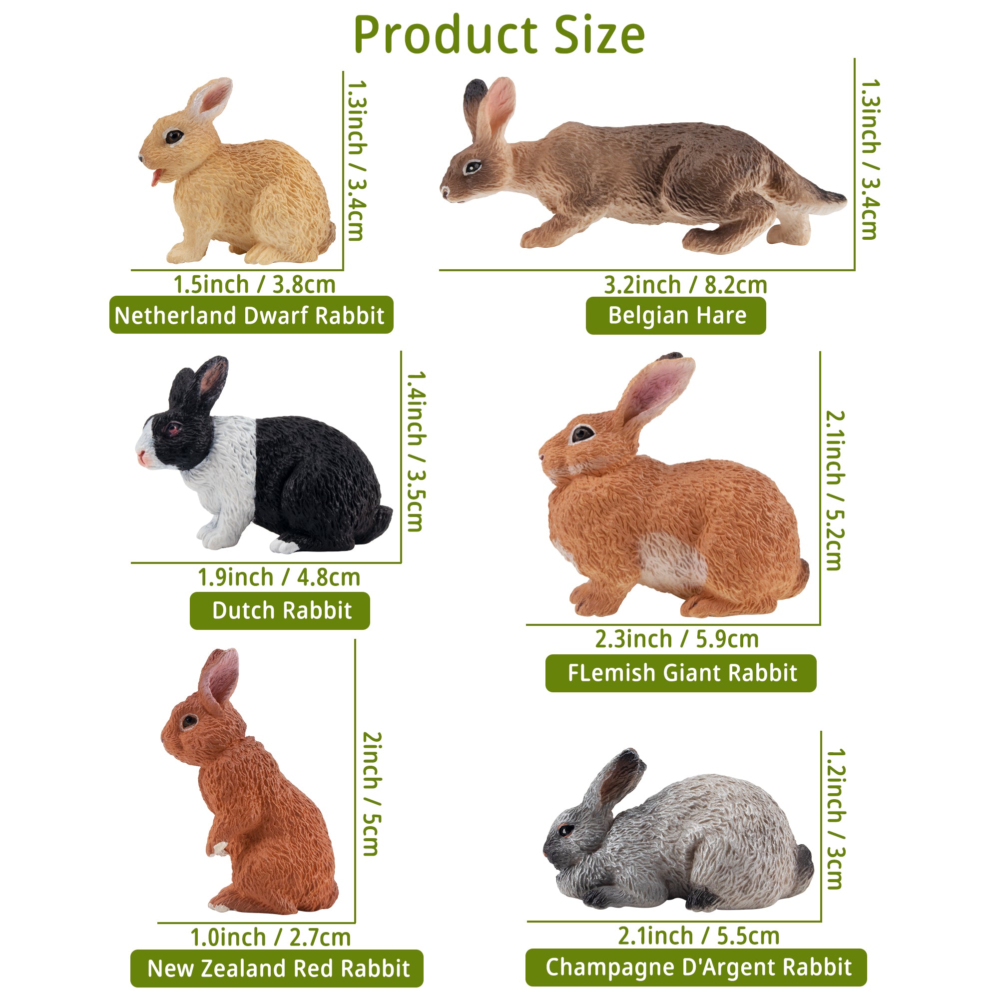 12-Piece Rabbit Animal Figurines Playset-size 1