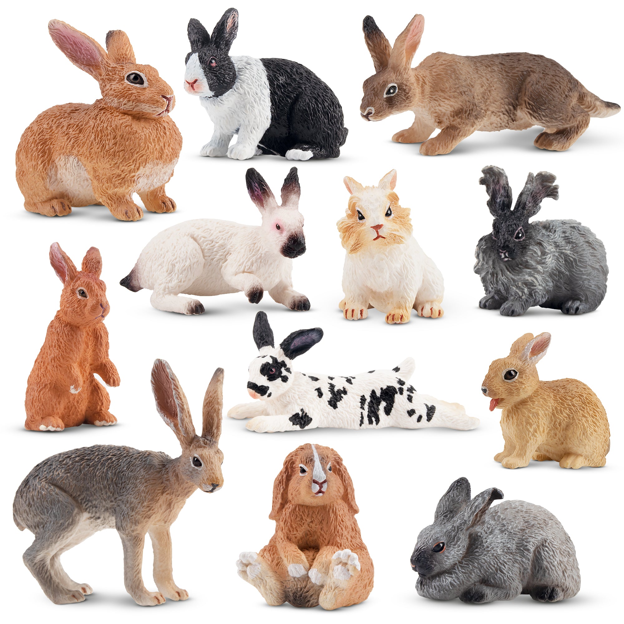 12-Piece Rabbit Animal Figurines Playset