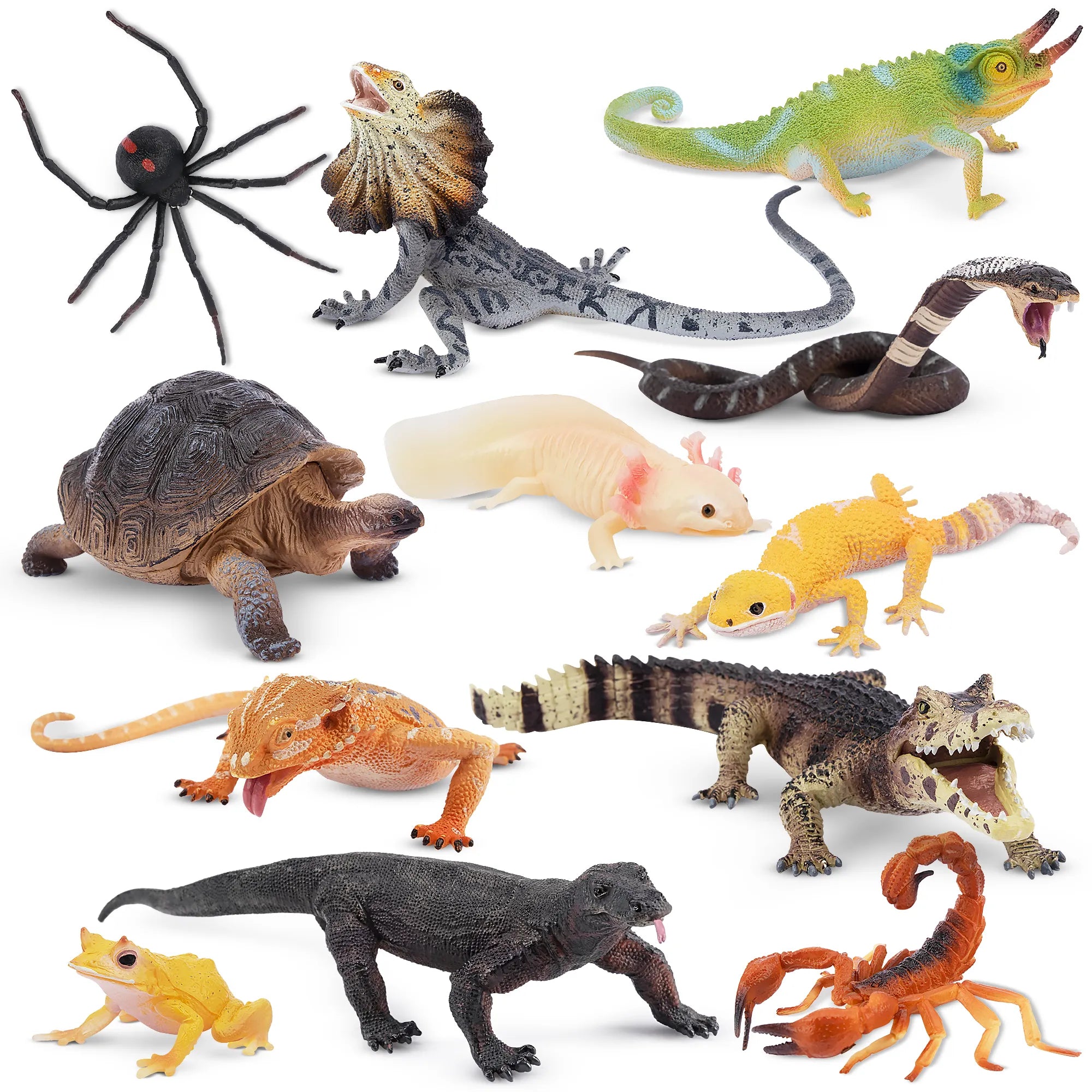 Ensemble de Figurines Animalières Animaux Reptiles Variés - 12 Pièces